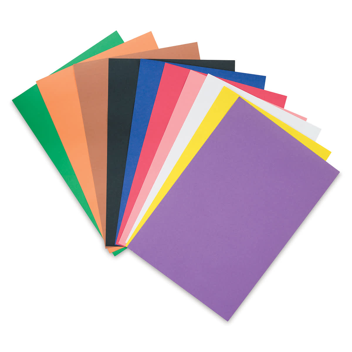 RiteCo Construction Paper - Assorted Colors of 12" x 18" Sheets shown in fan