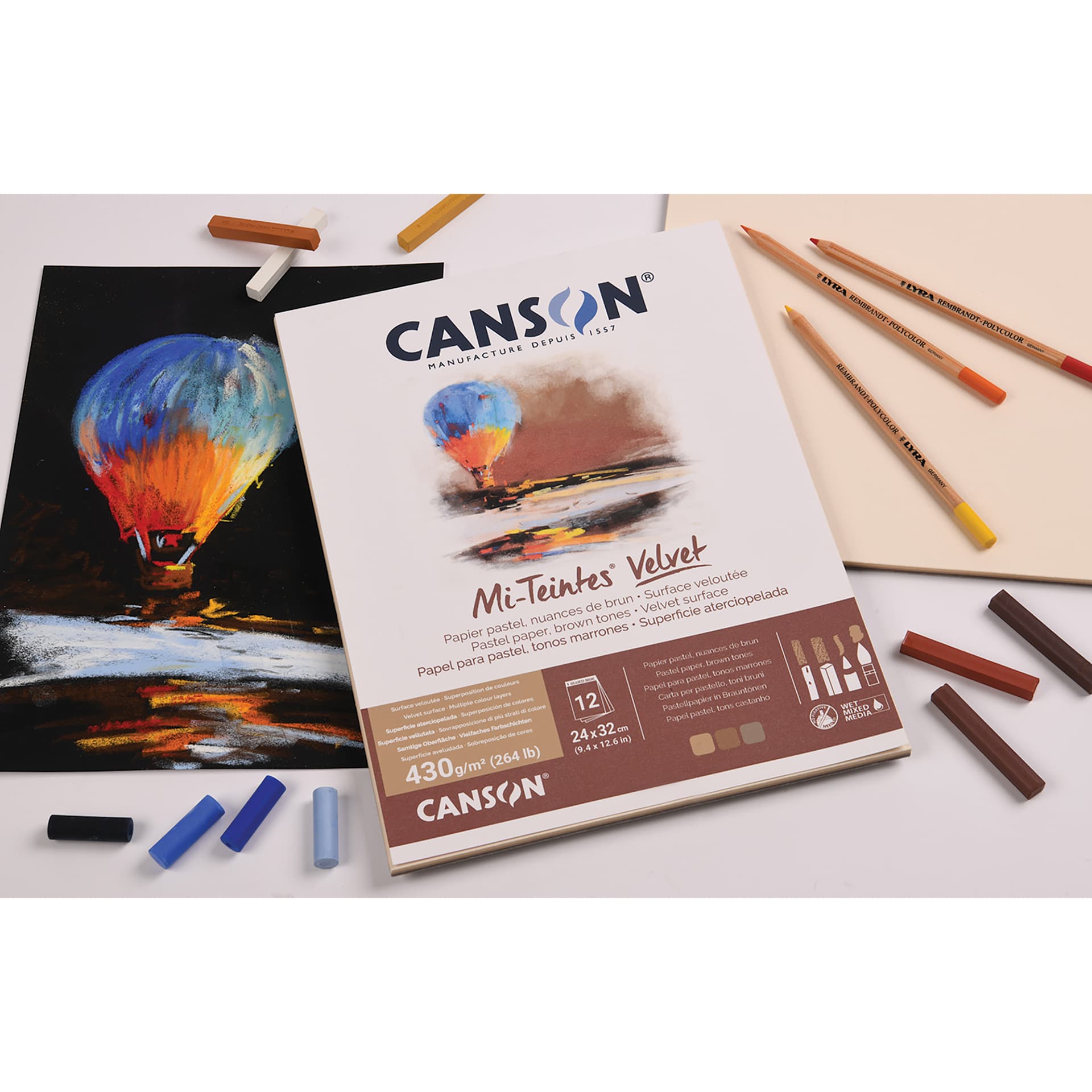 Canson Mi-Teintes Velvet Pad, on desk