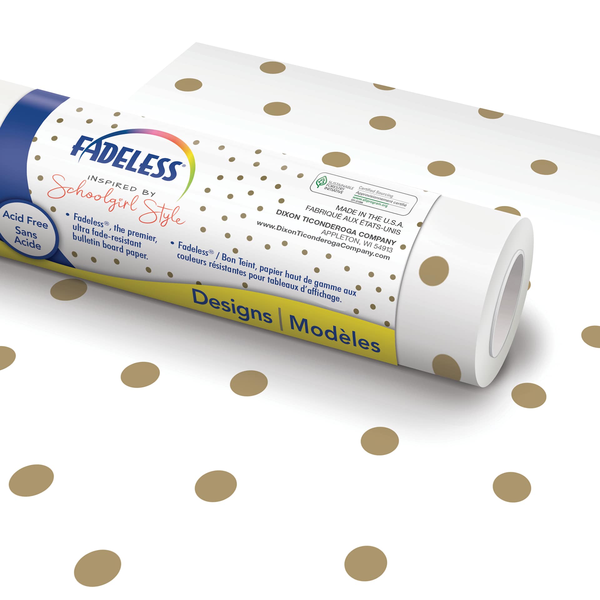 Fadeless Schoolgirl Style Bulletin Paper - Little Miss, 47-1/4" x 50' Roll with packaging