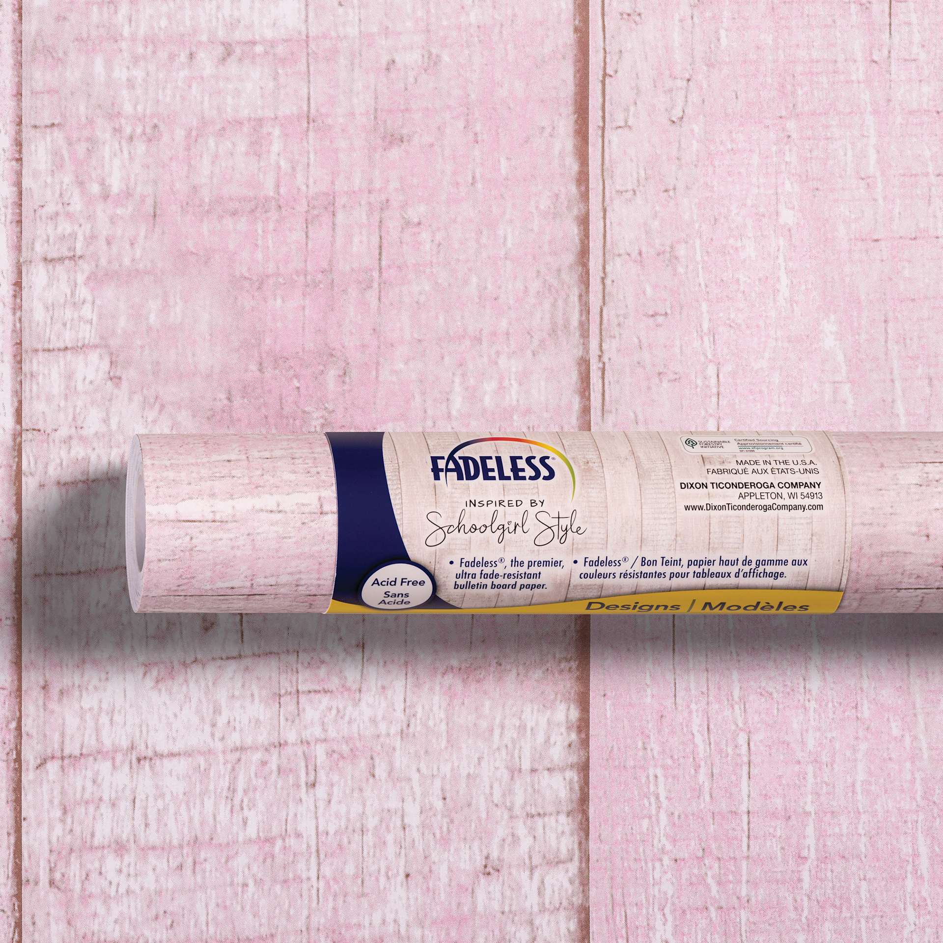 Fadeless Schoolgirl Style Bulletin Paper - Southern Charm in Pink, 47-1/4" x 50' Roll in packaging