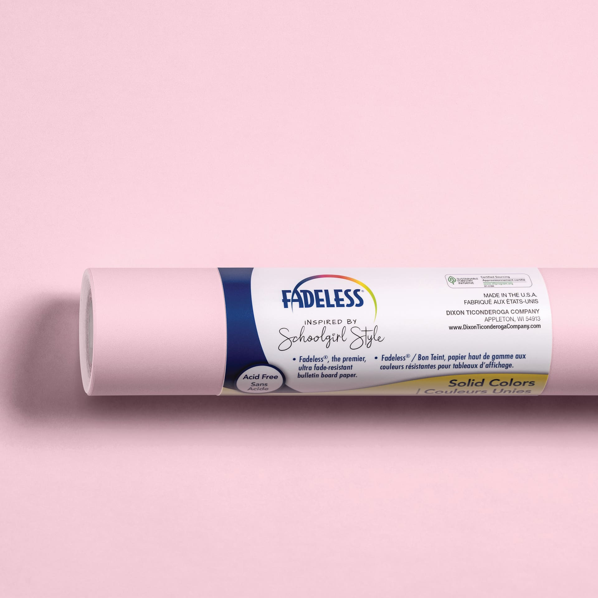 Fadeless Schoolgirl Style Bulletin Paper - Pretty In Pink, 47-1/4" x 50' Roll in packaging