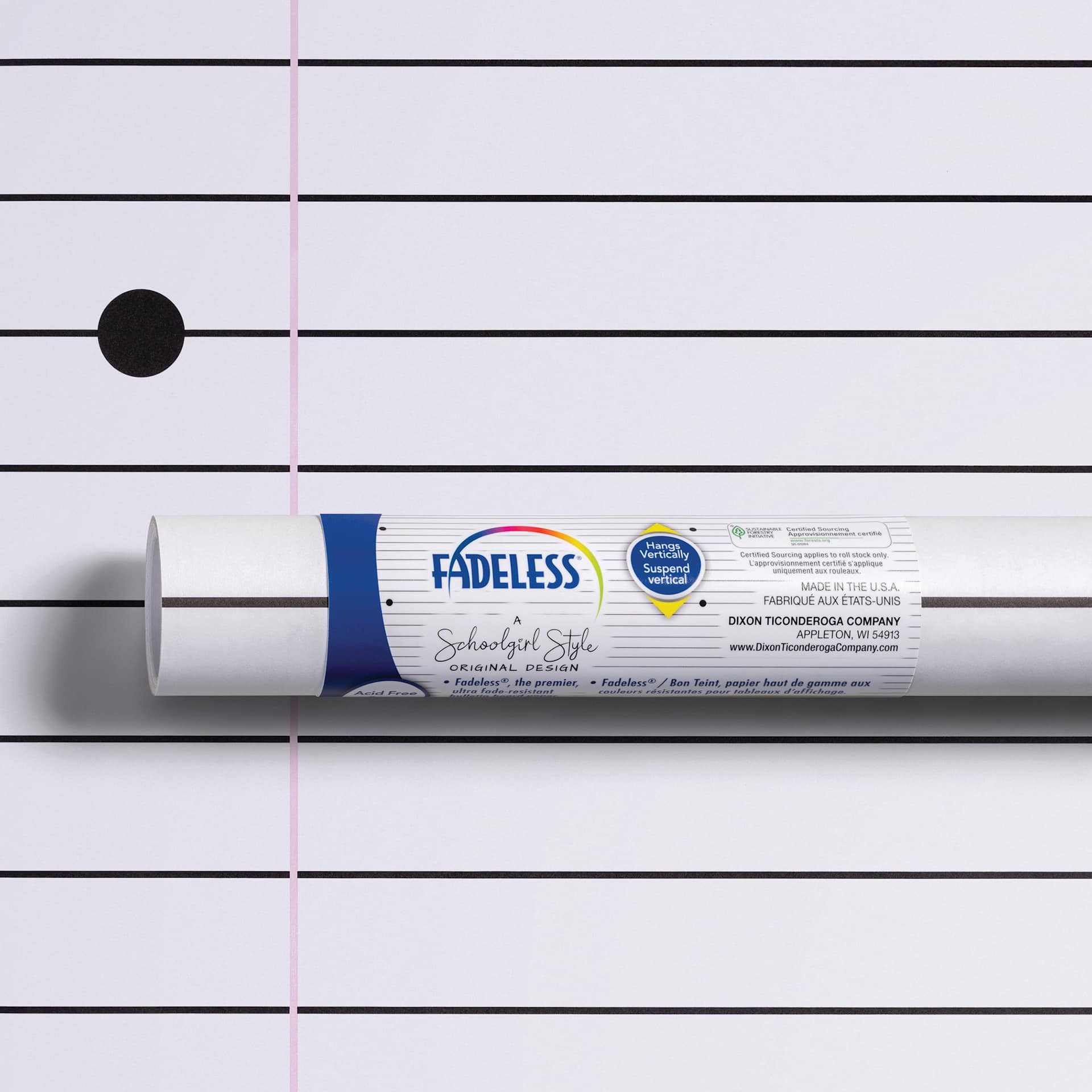 Fadeless Schoolgirl Style Bulletin Paper - Passing Notes, 47-1/4" x 25' Roll in packaging