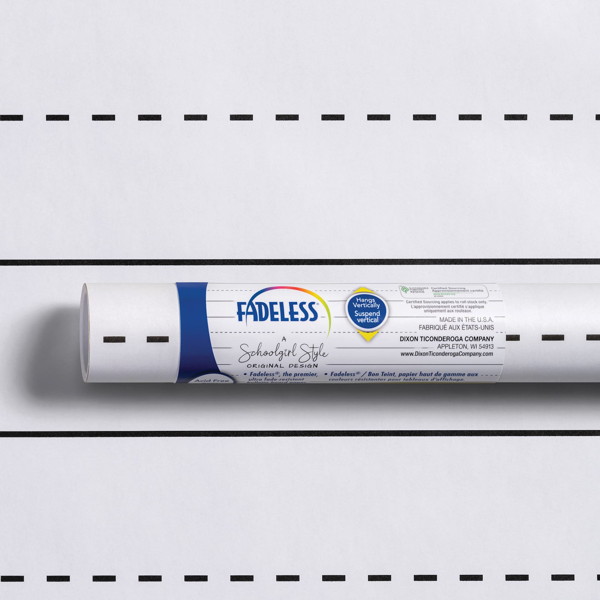 Fadeless Schoolgirl Style Bulletin Paper - Hooray For School!, 47-1/4" x 25' Roll in packaging