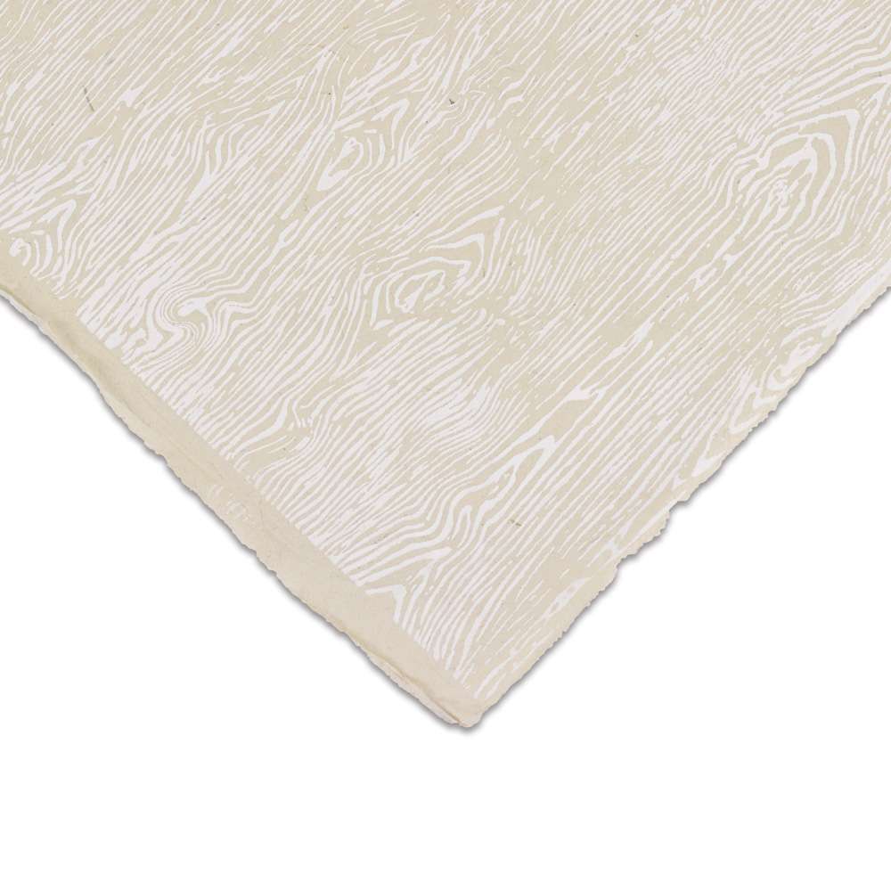 Woodgrain Print Lokta Paper - White and Cream, 20'' x 30'', Single Sheet