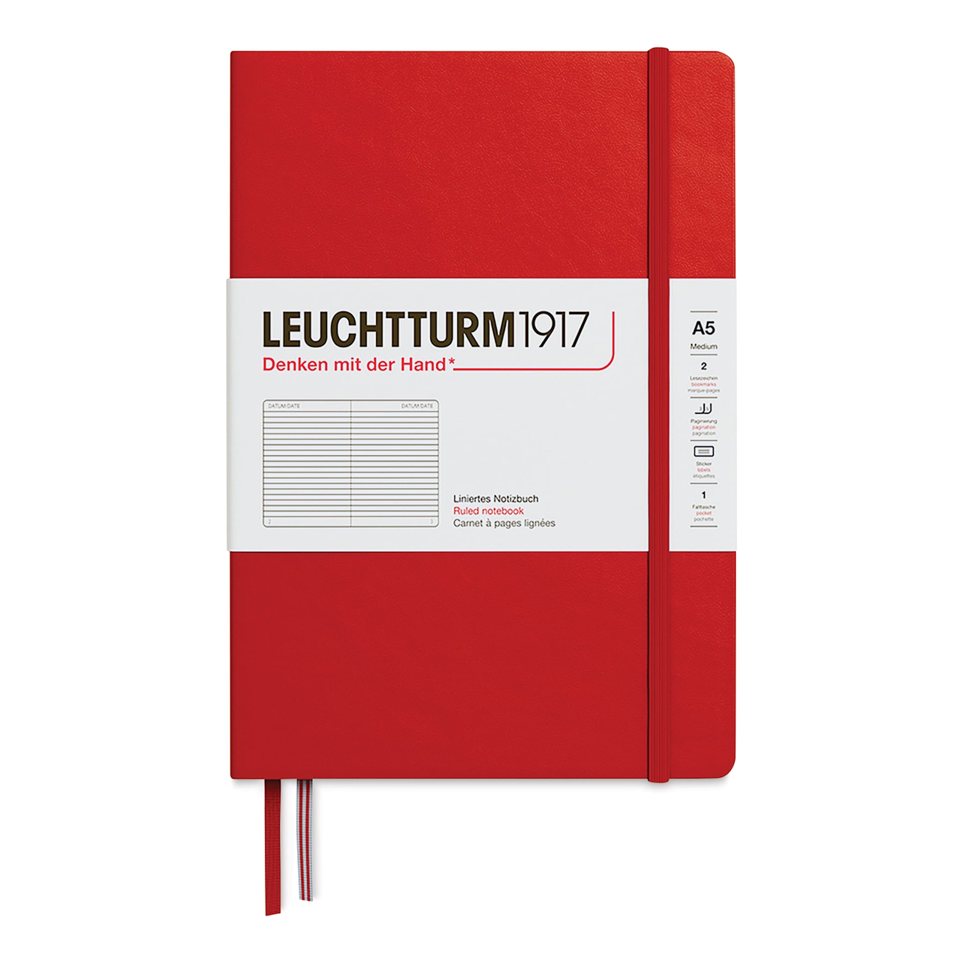 Leuchtturm1917 Ruled Hardbound Notebook - Cherry, 5-3/4" x 8-1/4"