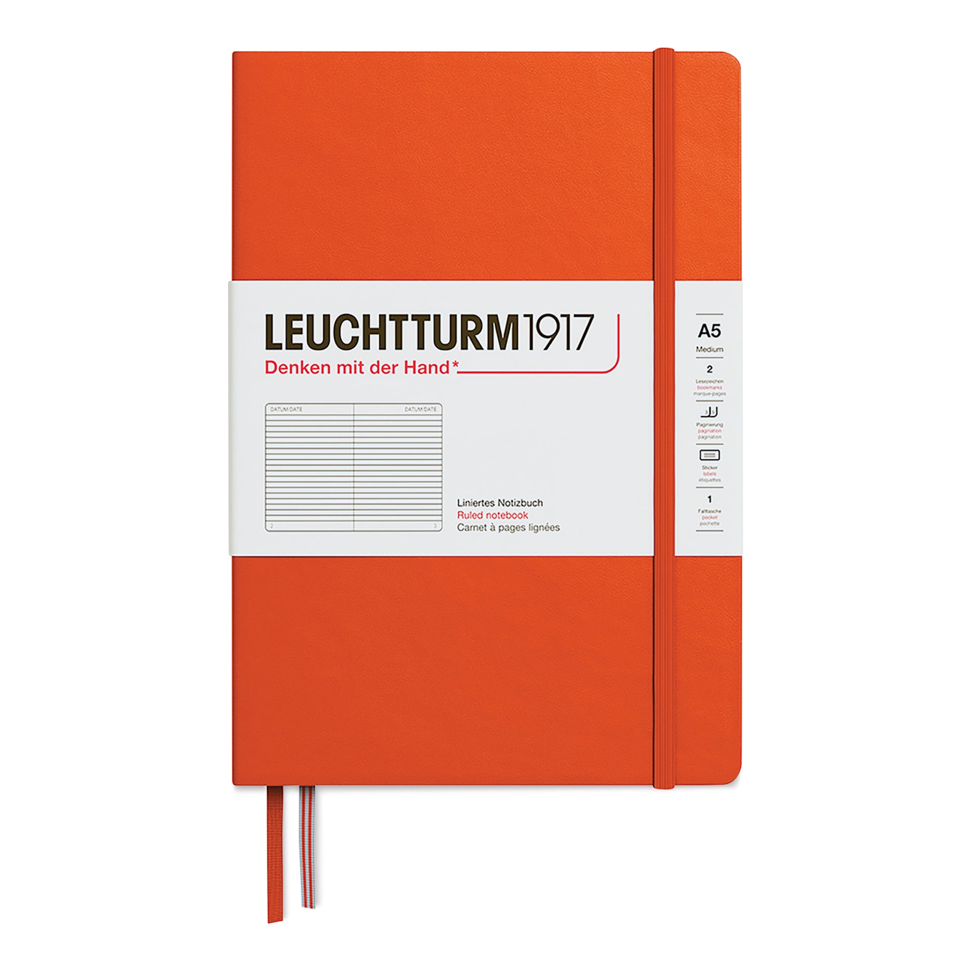 Leuchtturm1917 Ruled Hardbound Notebook - Pumpkin, 5-3/4" x 8-1/4"