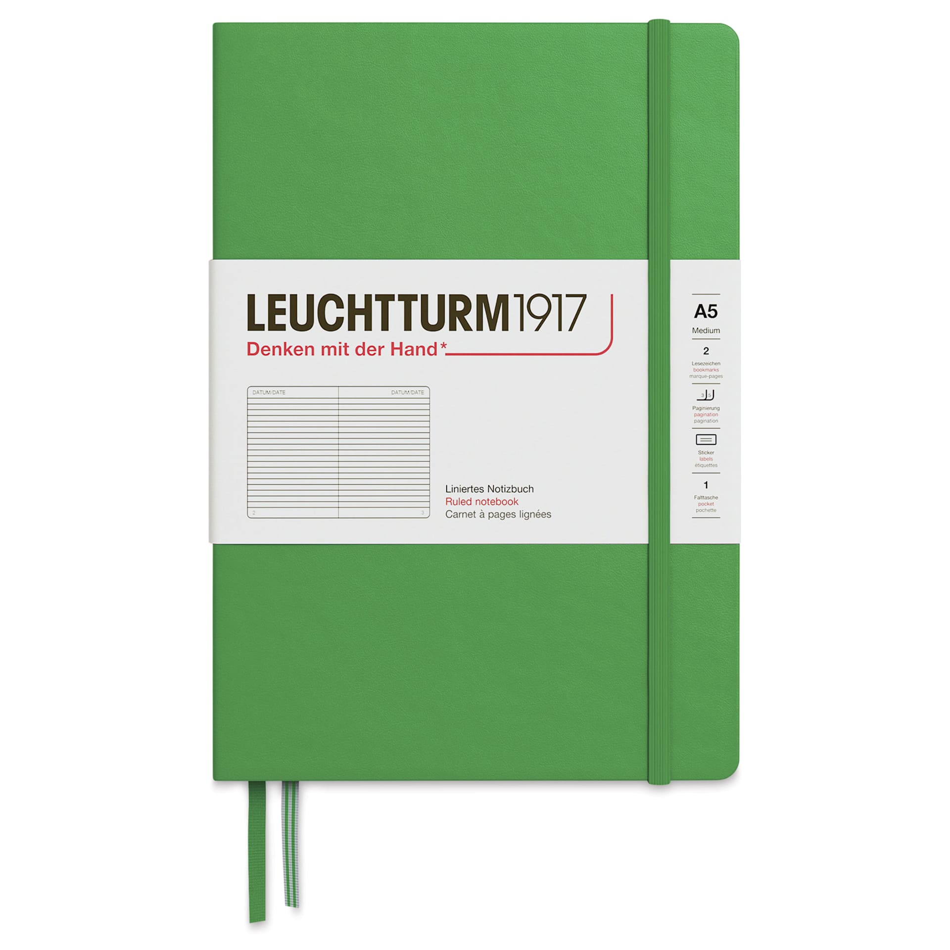 Leuchtturm1917 Ruled Hardbound Notebook - Spring Leaf, 5-3/4" x 8-1/4"