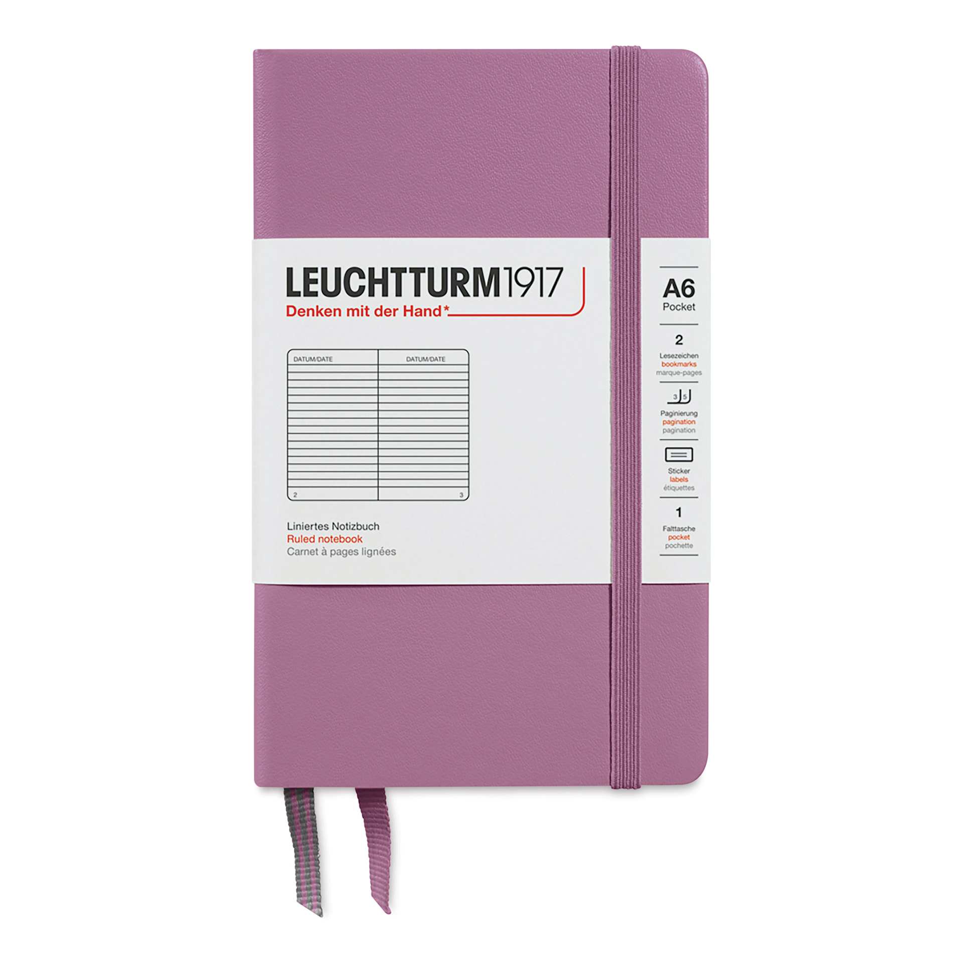 Leuchtturm1917 Ruled Hardbound Notebook - Dusty Rose, 3-1/2" x 6"