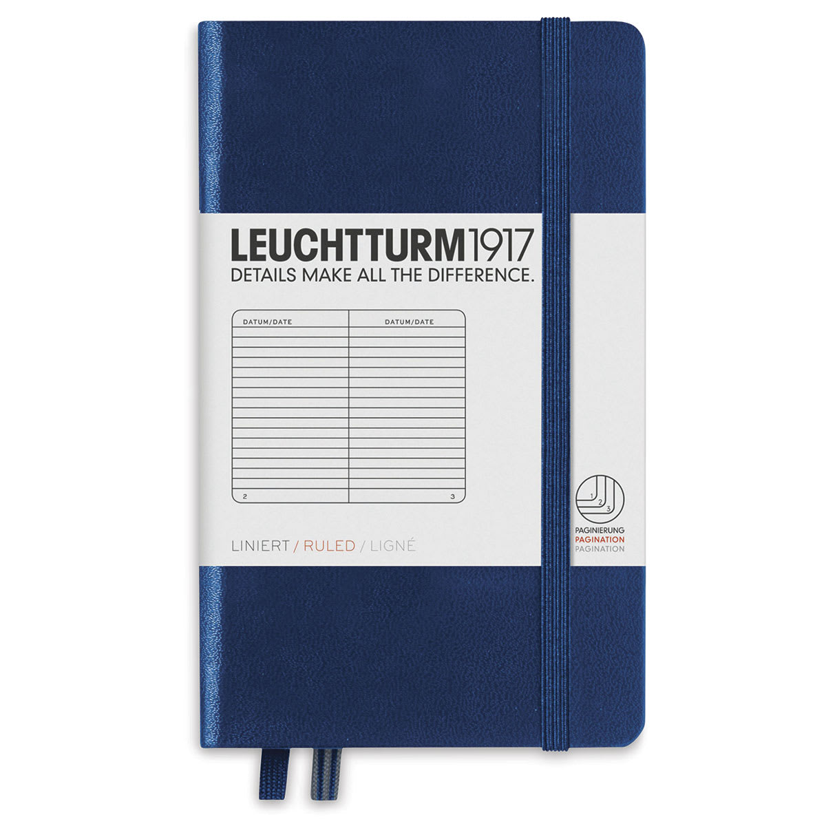 Leuchtturm1917 Ruled Hardbound Notebook - Navy, 3-1/2" x 6"