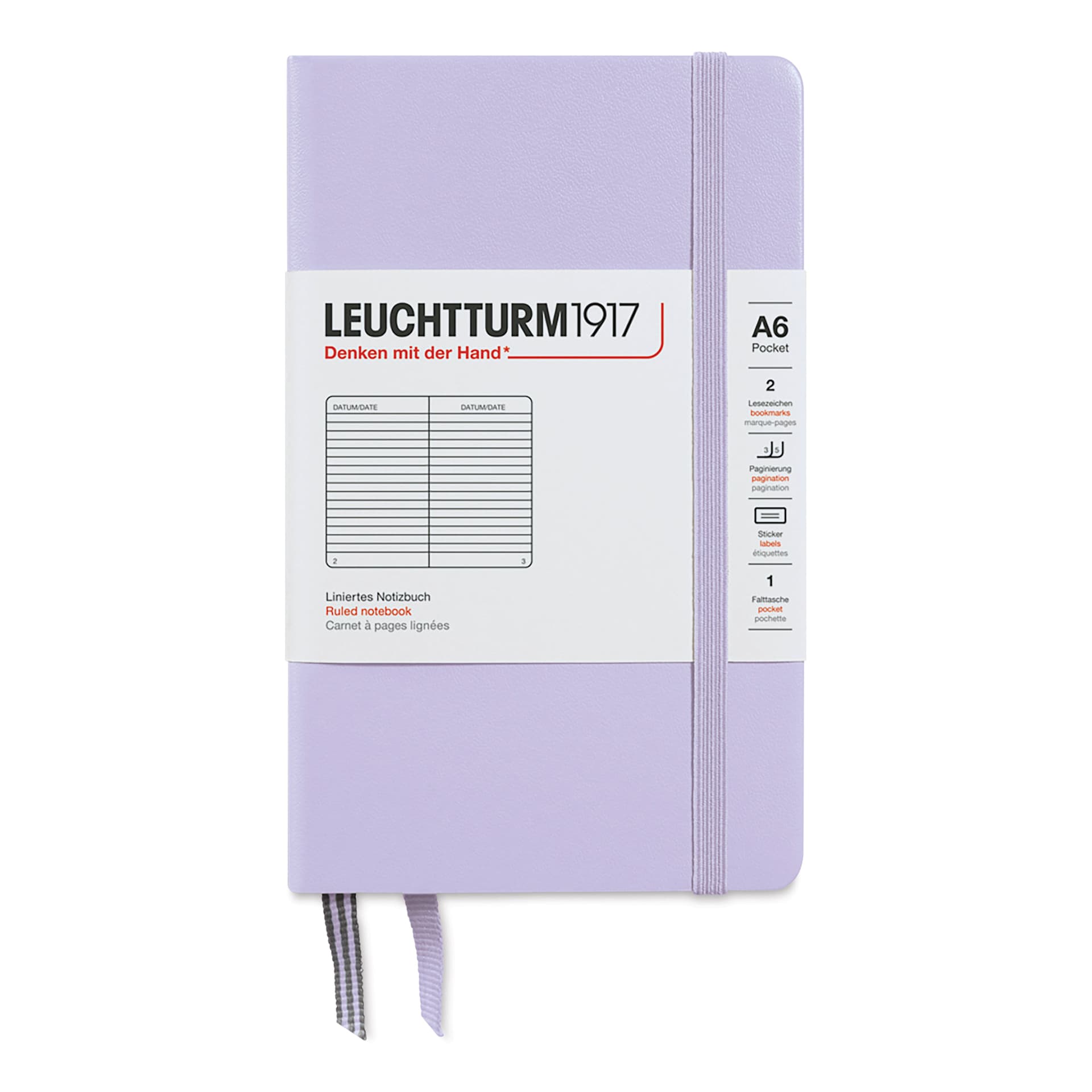 Leuchtturm1917 Ruled Hardbound Notebook - Lilac, 3-1/2" x 6"