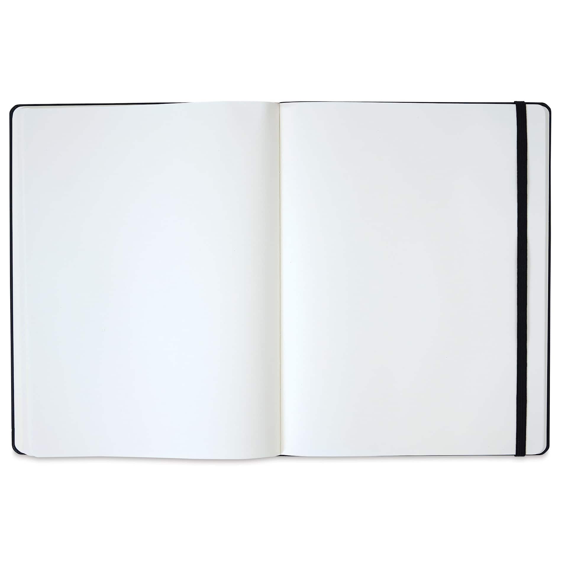 Moleskine Classic Hardcover Notebook - Black, Blank, 9-3/4" x 7-1/2" (open to show paper)
