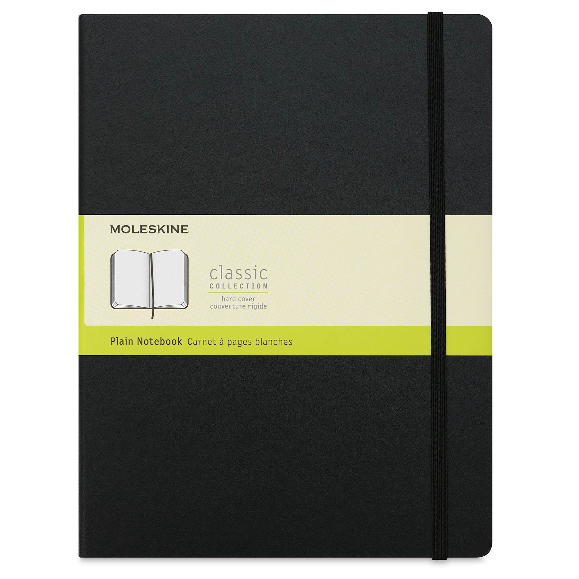 Moleskine Classic Hardcover Notebook - Black, Blank, 9-3/4" x 7-1/2" (front)