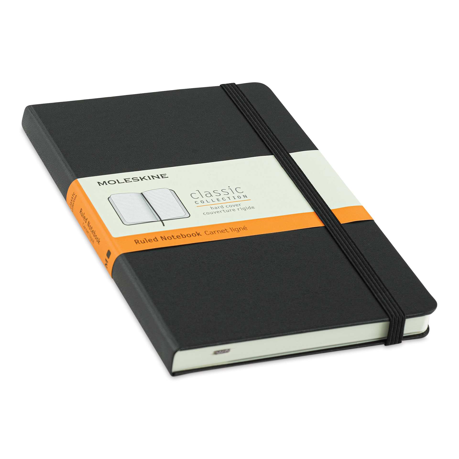 Moleskine Classic Hardcover Notebook - Black, Ruled, 6-7/8" x 4-1/2" (side view)