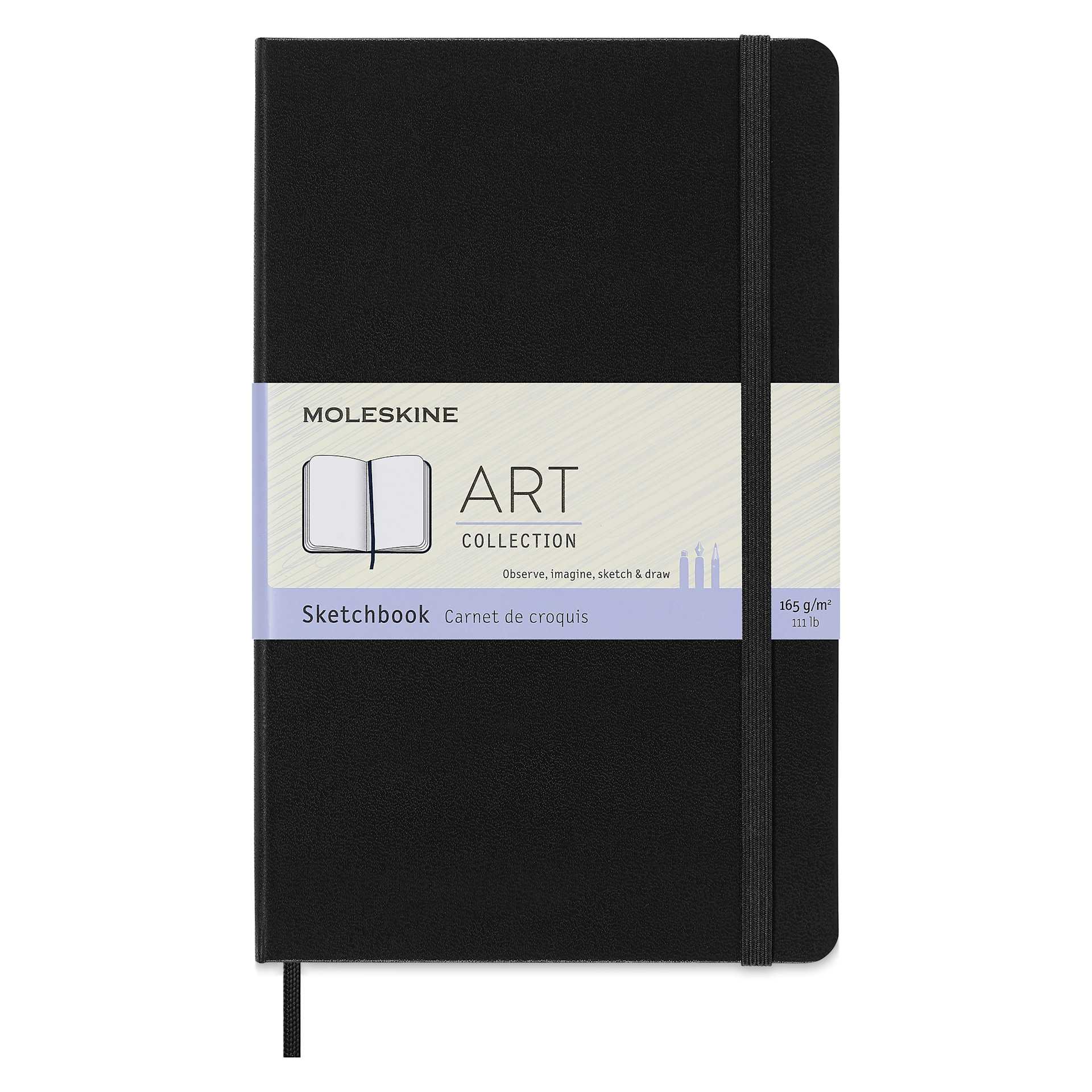 Moleskine Sketchbook - Black, , Large, 8-1/4" x 5", front cover
