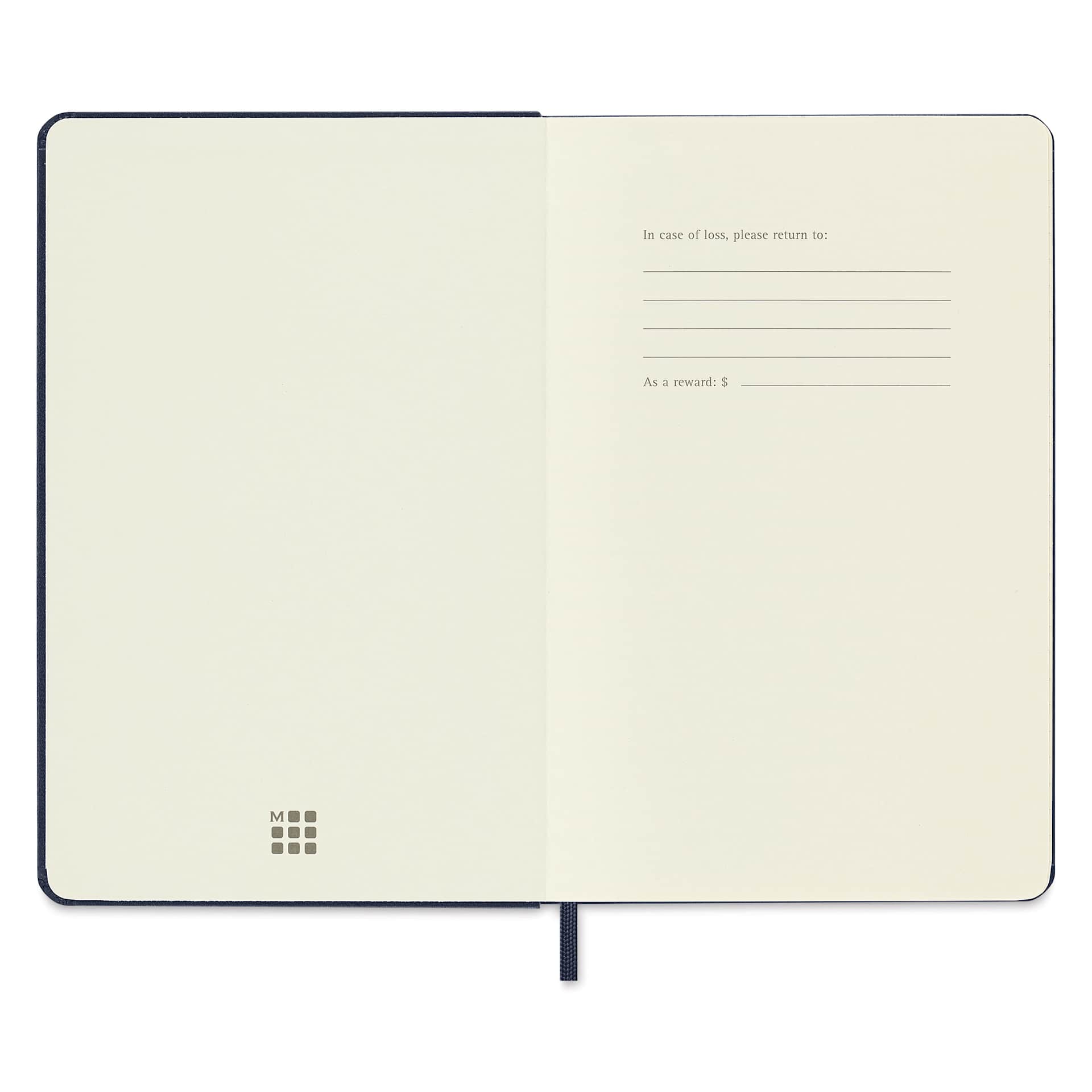 Moleskine Classic Hardcover Notebook - Sapphire Blue, Ruled, 4-1/2" x 6-7/8", front inside cover