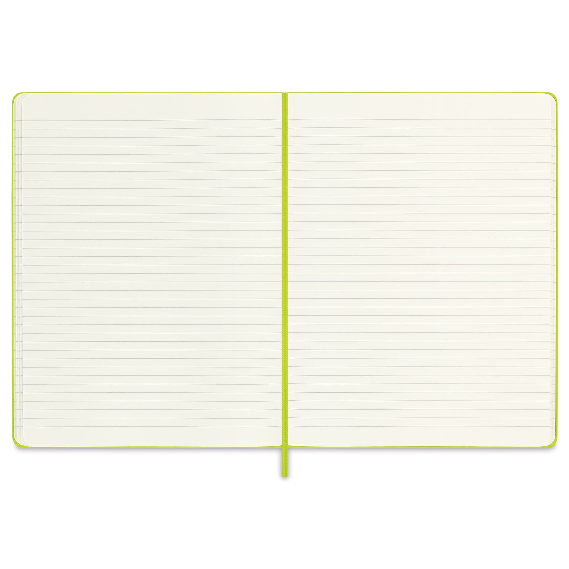 Moleskine Classic Hardcover Notebook - Lemon Green, Ruled, 9-3/4" x 7-1/2", open