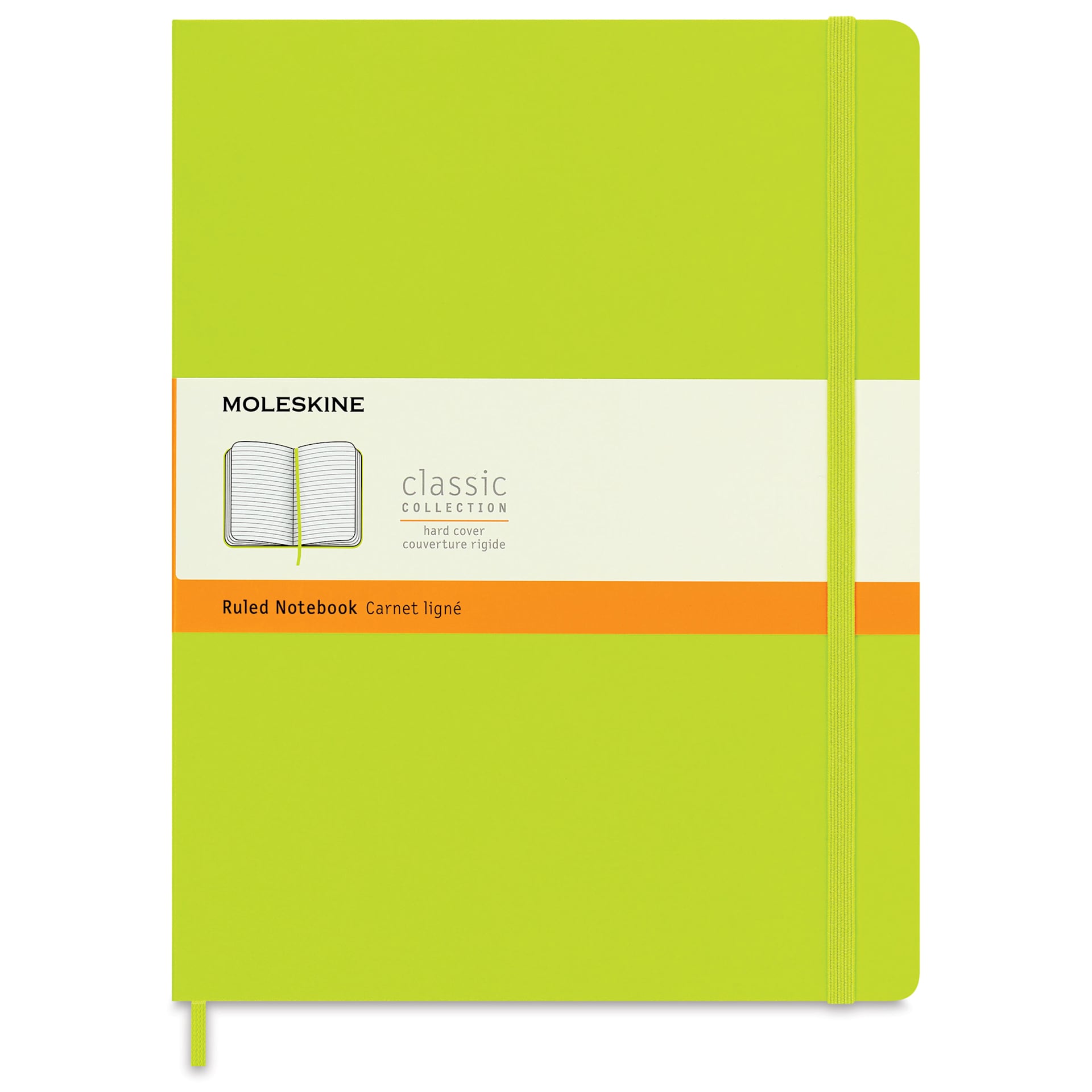 Moleskine Classic Hardcover Notebook - Lemon Green, Ruled, 9-3/4" x 7-1/2", front cover