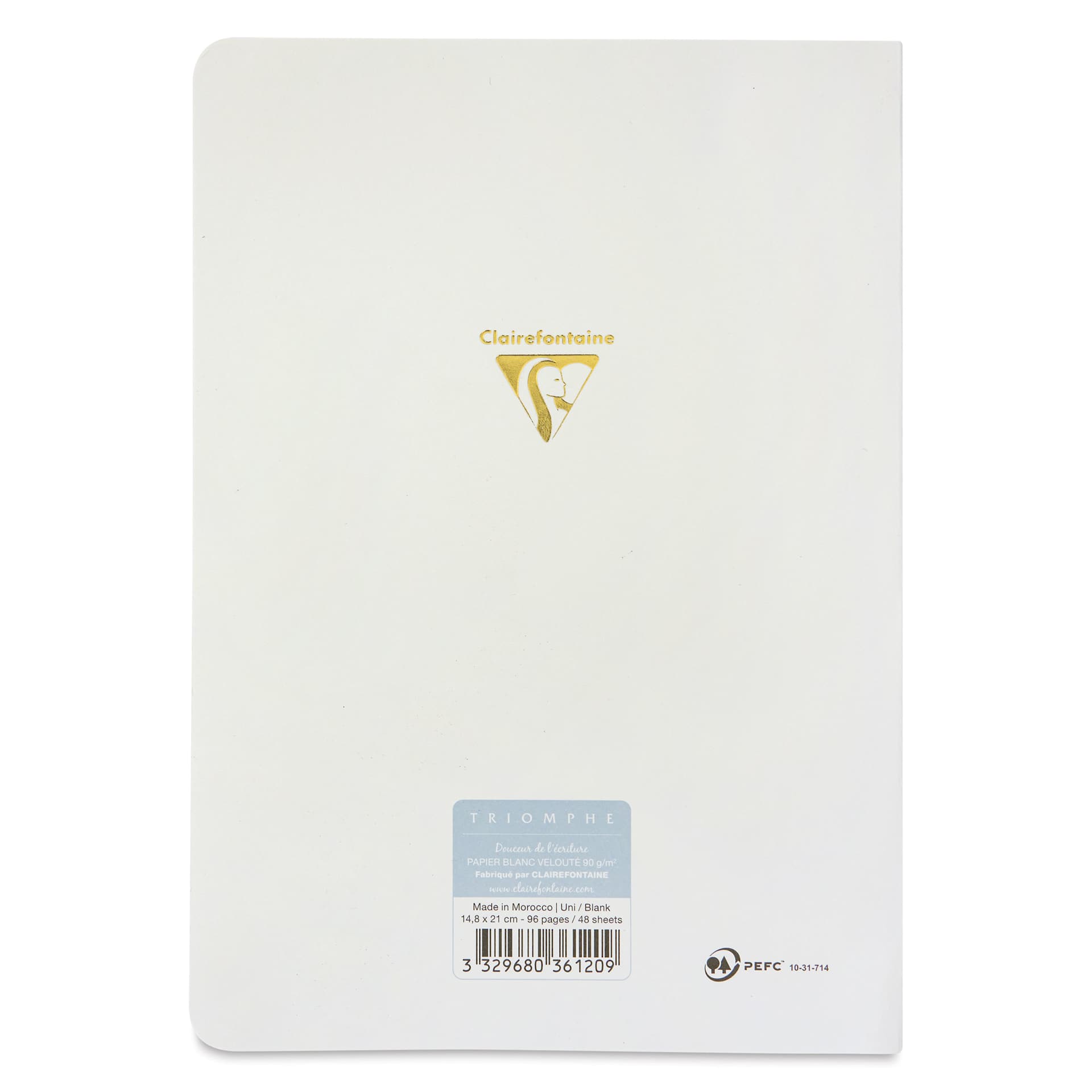 Clairefontaine Triomphe Notebook - White, A5, Blank, Portrait, back