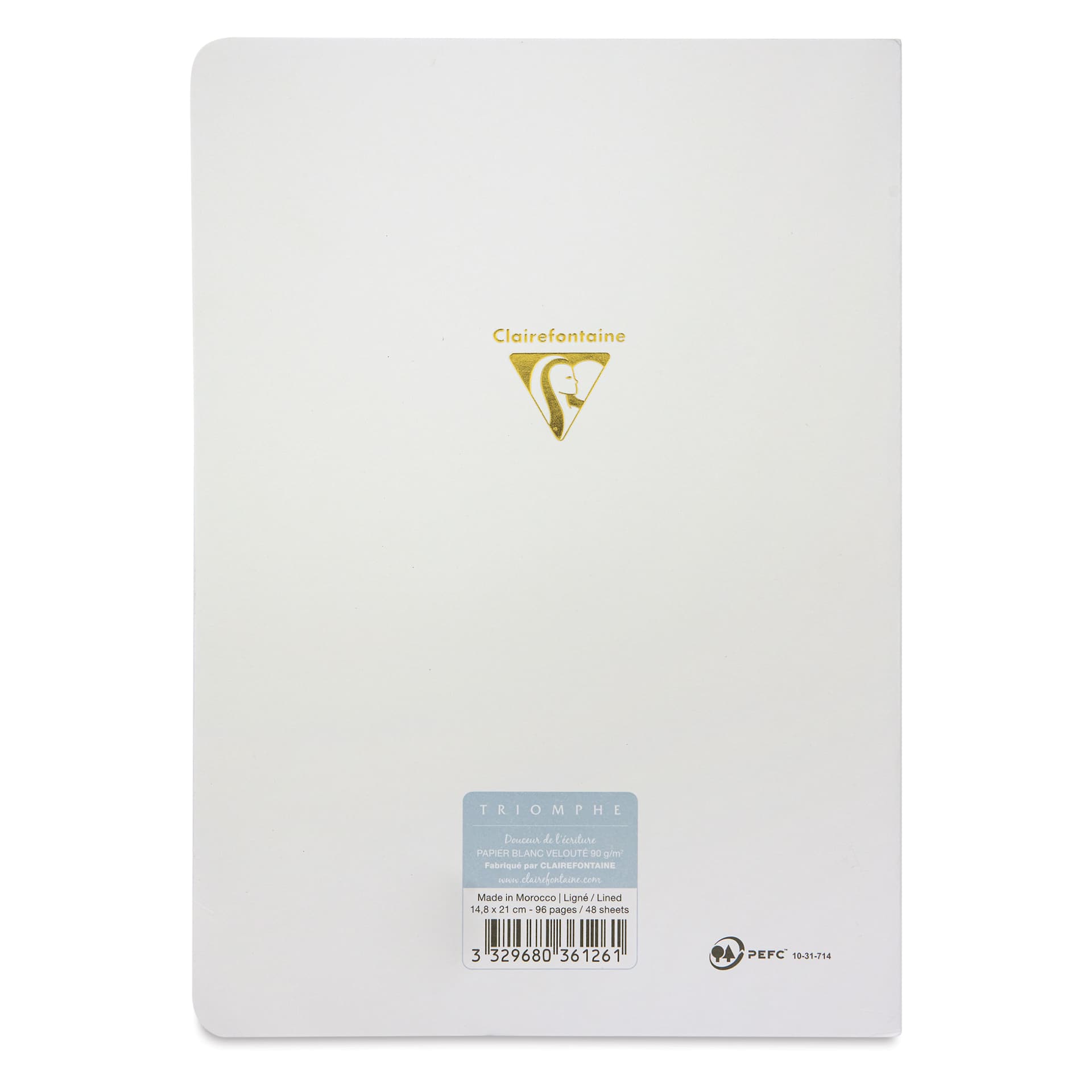 Clairefontaine Triomphe Notebook - White, A5, Ruled, Portrait, back