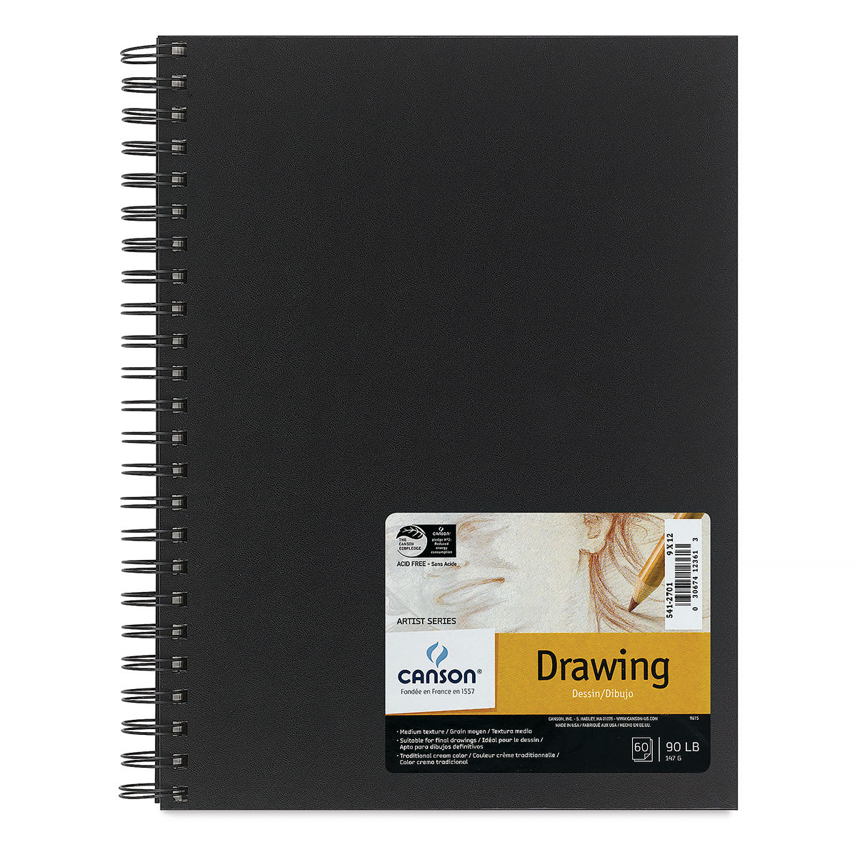 Canson Field Drawing Book - 12" x 9", Wirebound, 60 Sheets