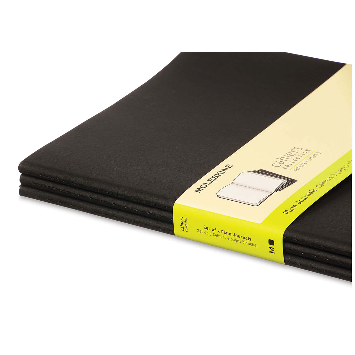 Moleskine Cahier Journals - 9-3/4'' x 7-1/2'', Black, Blank, Pkg of 3 (side view)