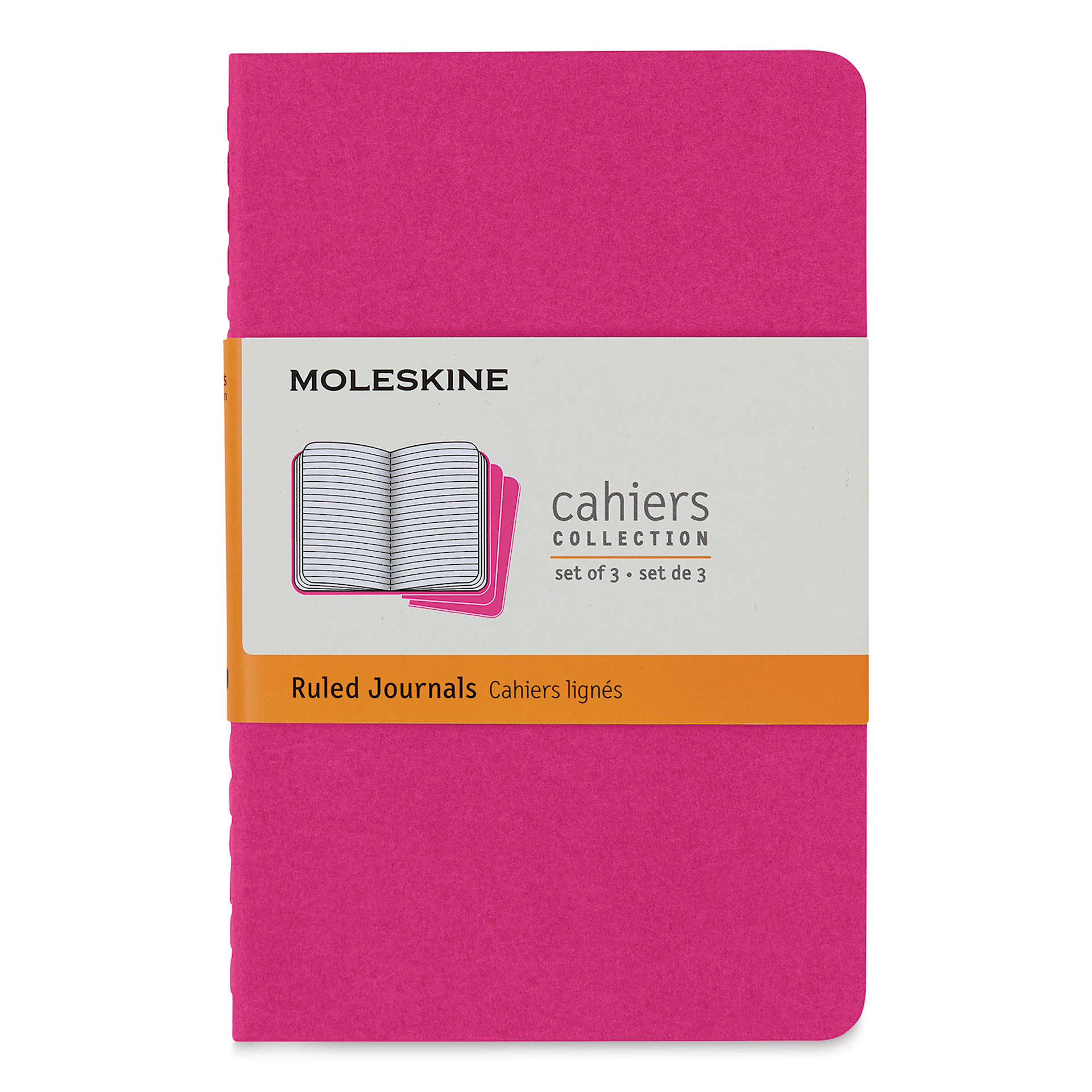 Moleskine Cahier Journals - 5-1/2" x 3-1/2", Ruled, Kinetic Pink, Pkg of 3