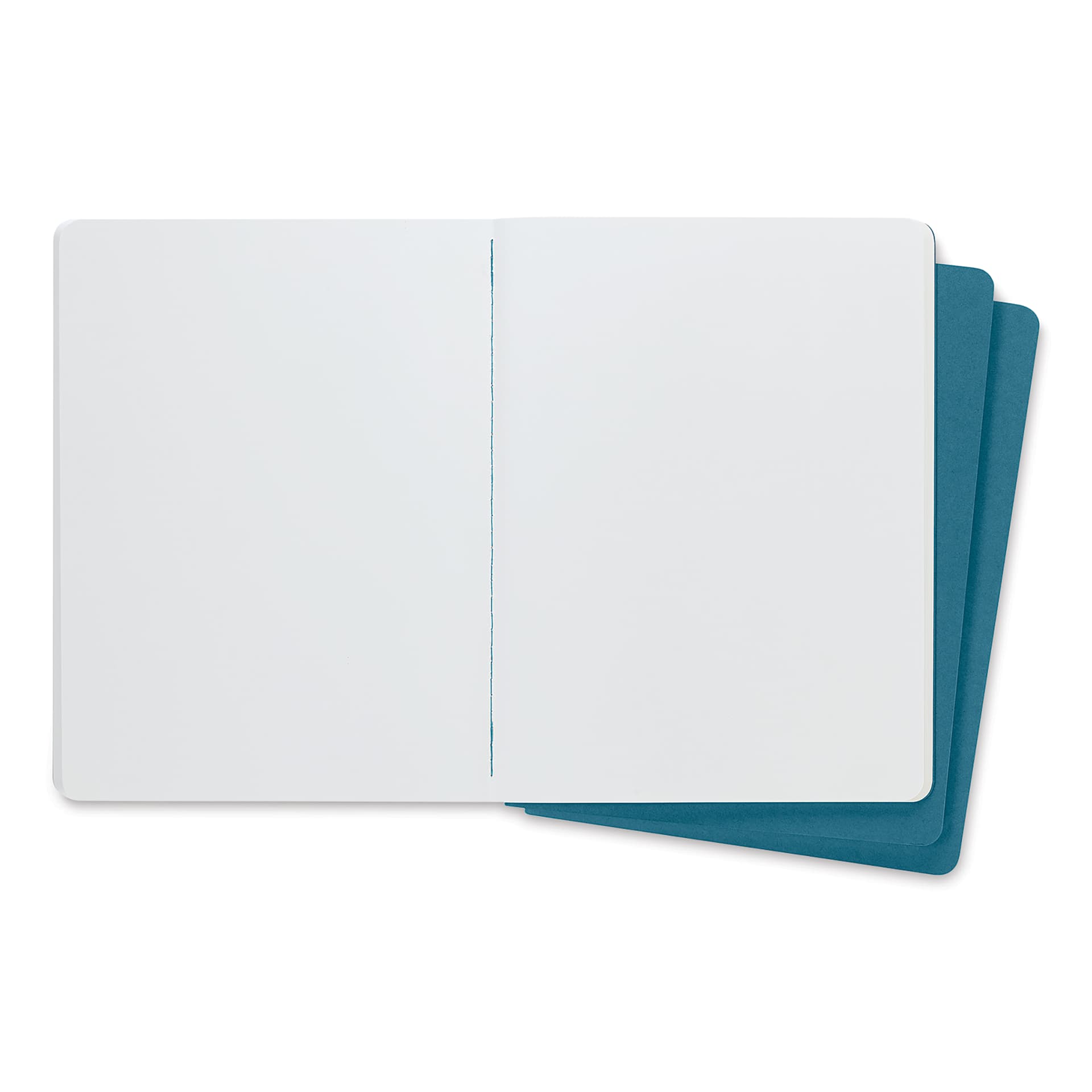 Moleskine Cahier Journals - 9-3/4" x 7-1/2", Blank, Brisk Blue, Pkg of 3 (open to show paper)