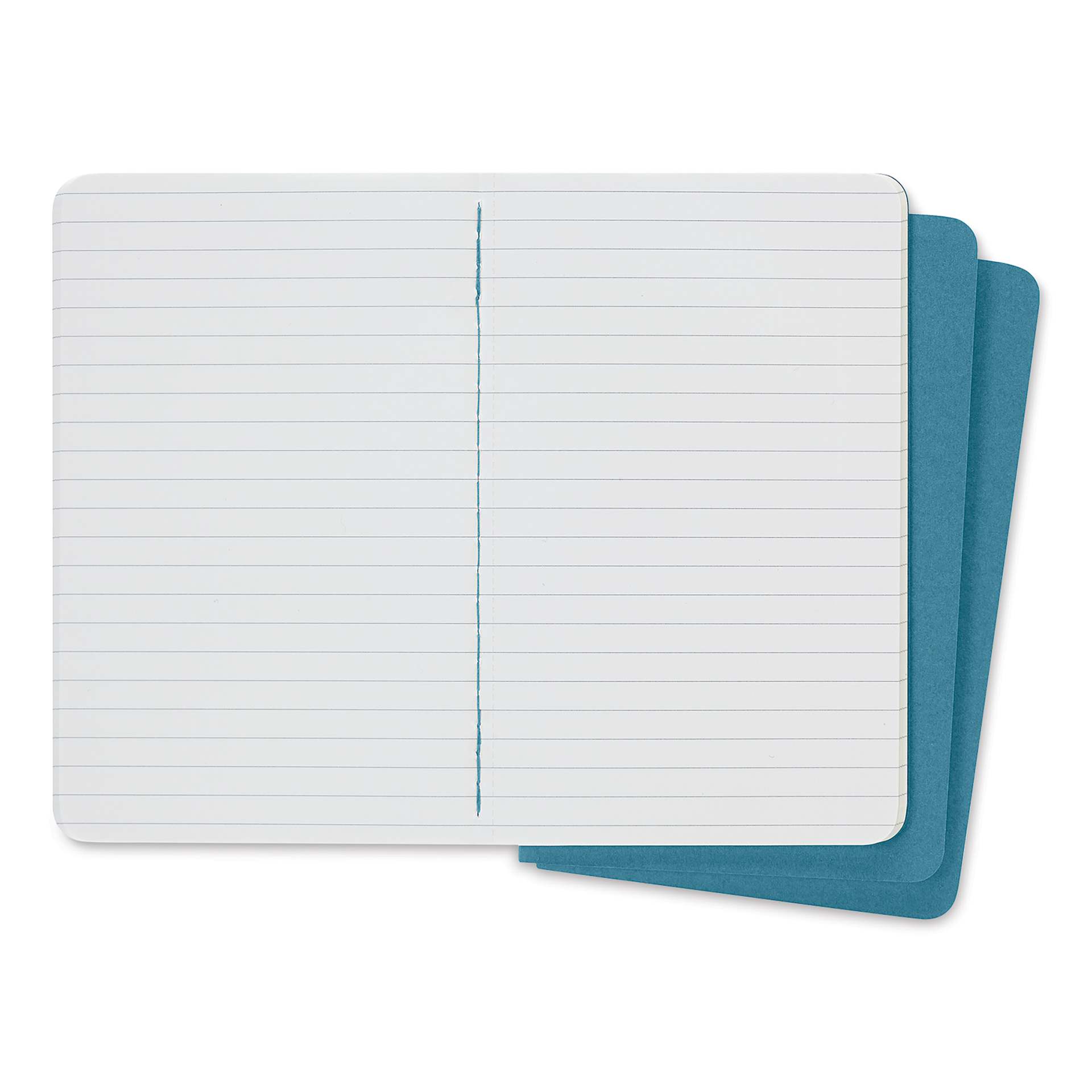Moleskine Cahier Journals - 5-1/2" x 3-1/2", Ruled, Brisk Blue, Pkg of 3 (open to show paper)