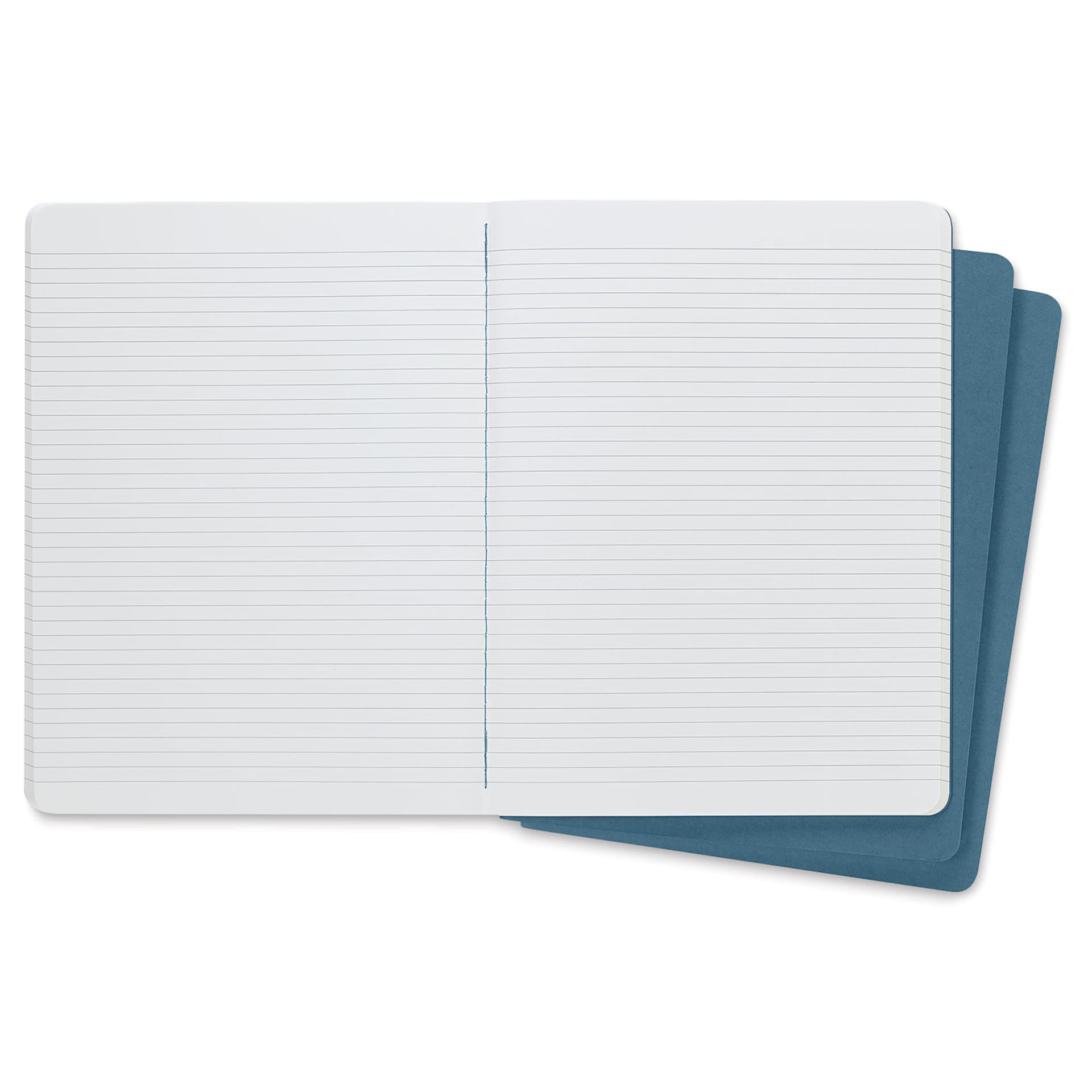 Moleskine Cahier Journals - 9-3/4" x 7-1/2" , Ruled, Brisk Blue, Pkg of 3, open