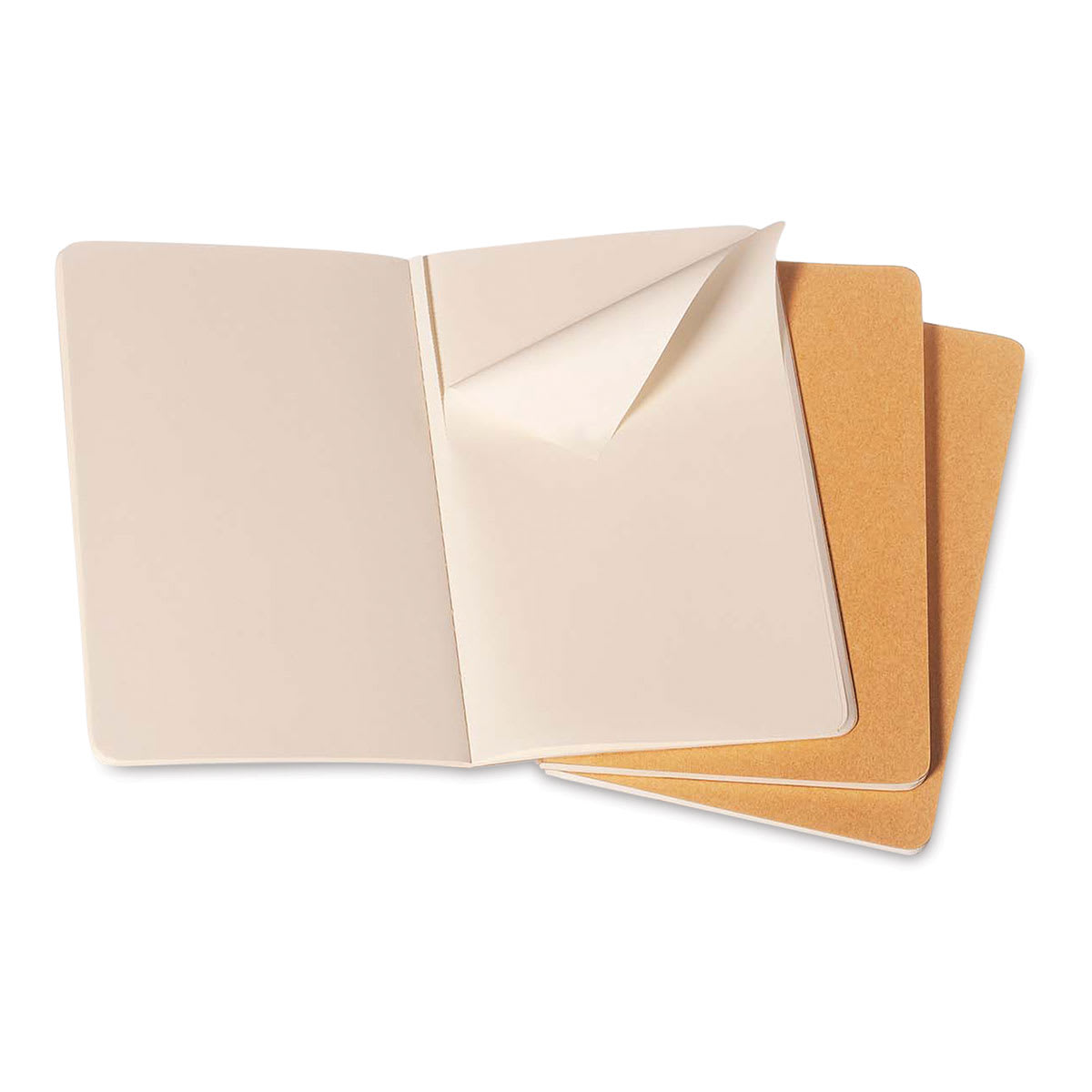 Moleskine Cahier Journals - 5-1/2'' x 3-1/2'', Blank, Kraft, Pkg of 3 (Showing the perforated sheets)