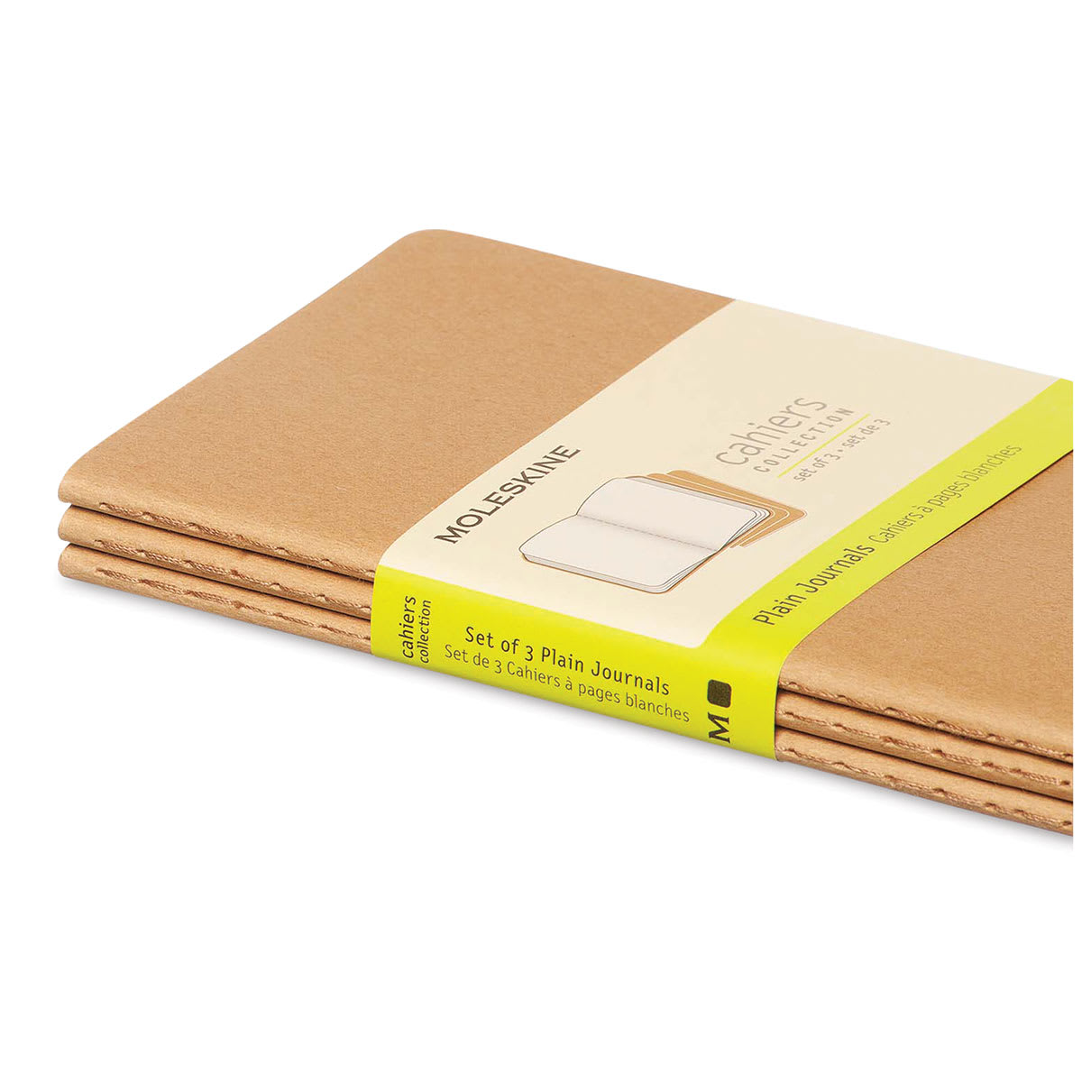 Moleskine Cahier Journals - 5-1/2'' x 3-1/2'', Blank, Kraft, Pkg of 3 (side view)