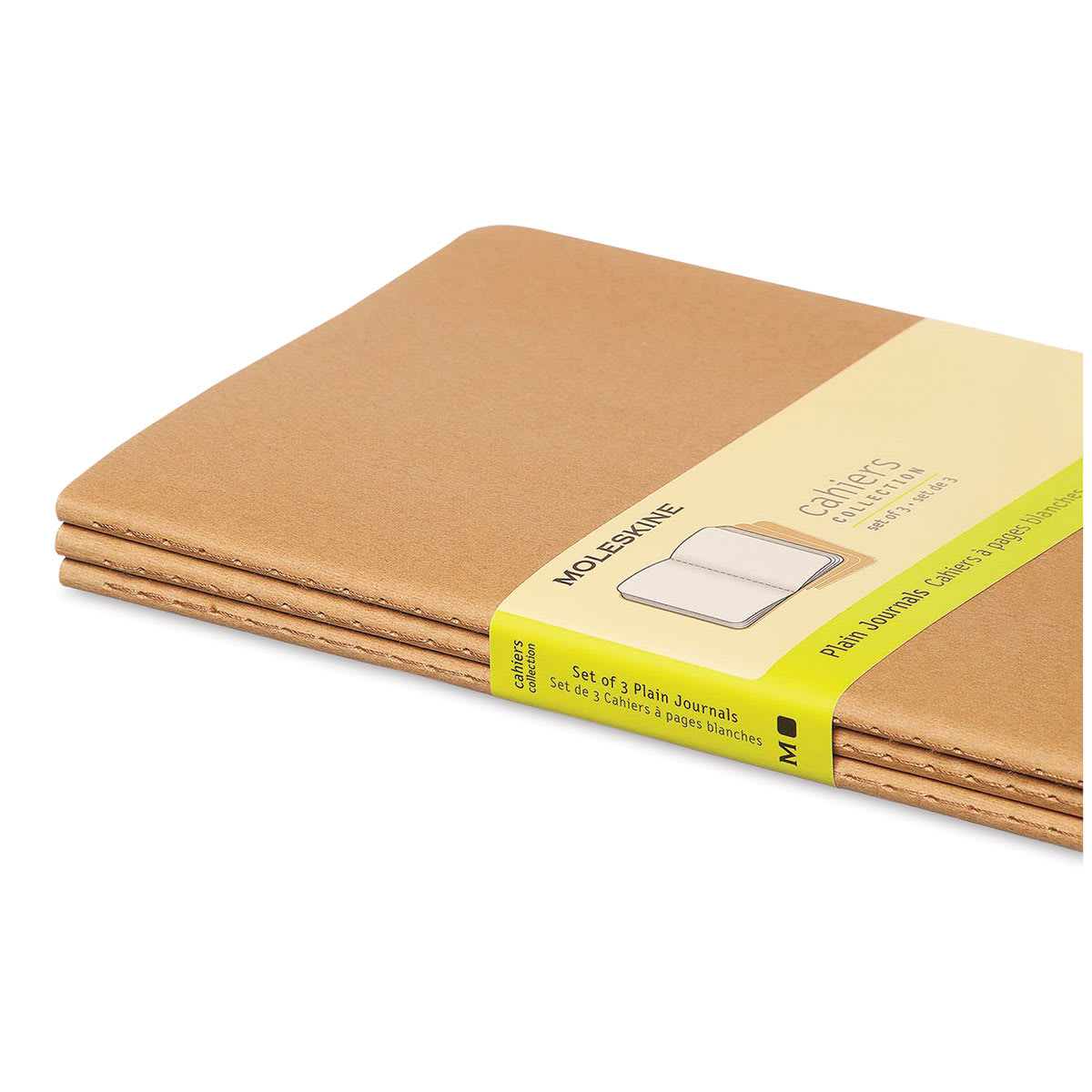 Moleskine Cahier Journals - 8-1/4'' x 5'', Blank, Kraft, Pkg of 3 (side view)