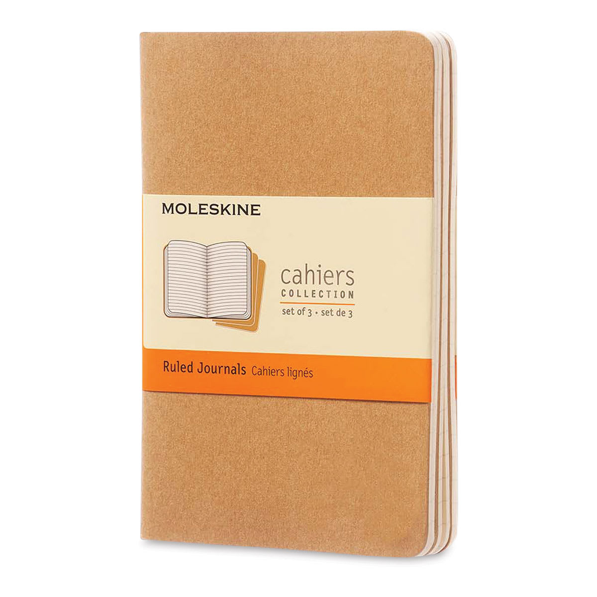 Moleskine Cahier Journals - 5-1/2'' x 3-1/2'', Ruled, Kraft, Pkg of 3