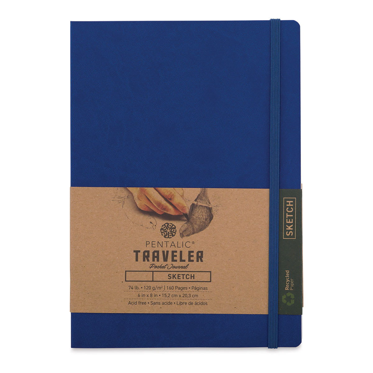Pentalic Recycled Traveler's Sketchbook - 8-1/4" x 5-7/8", Royal Blue Pentalic Recycled Traveler's Sketchbook - 8-1/4" x 5-7/8", Royal Blue