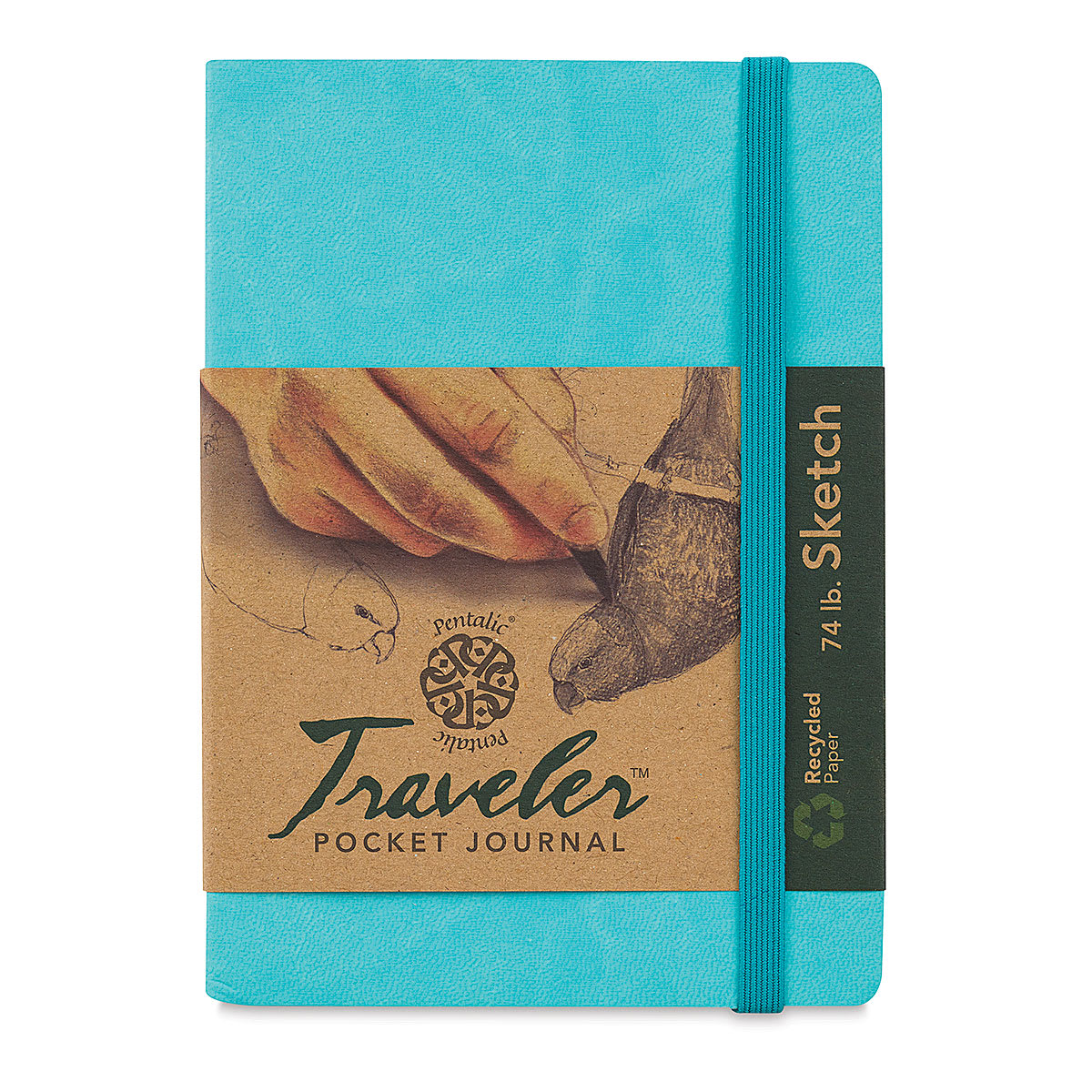 Pentalic Recycled Traveler's Sketchbook - 5-7/8" x 4-1/8", Turquoise