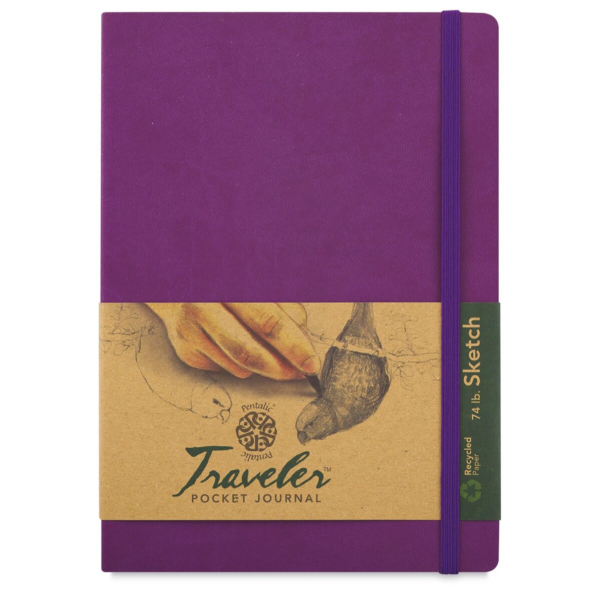 Pentalic Recycled Traveler's Sketchbook - 8-1/4" x 5-7/8", Purple