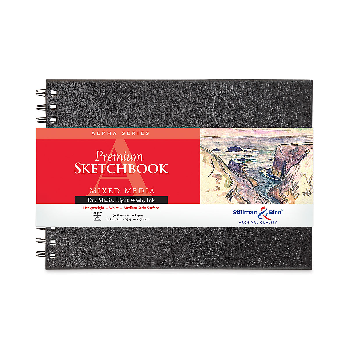 Stillman & Birn Alpha Series Sketchbook - Front view of landscape sketchbook with label