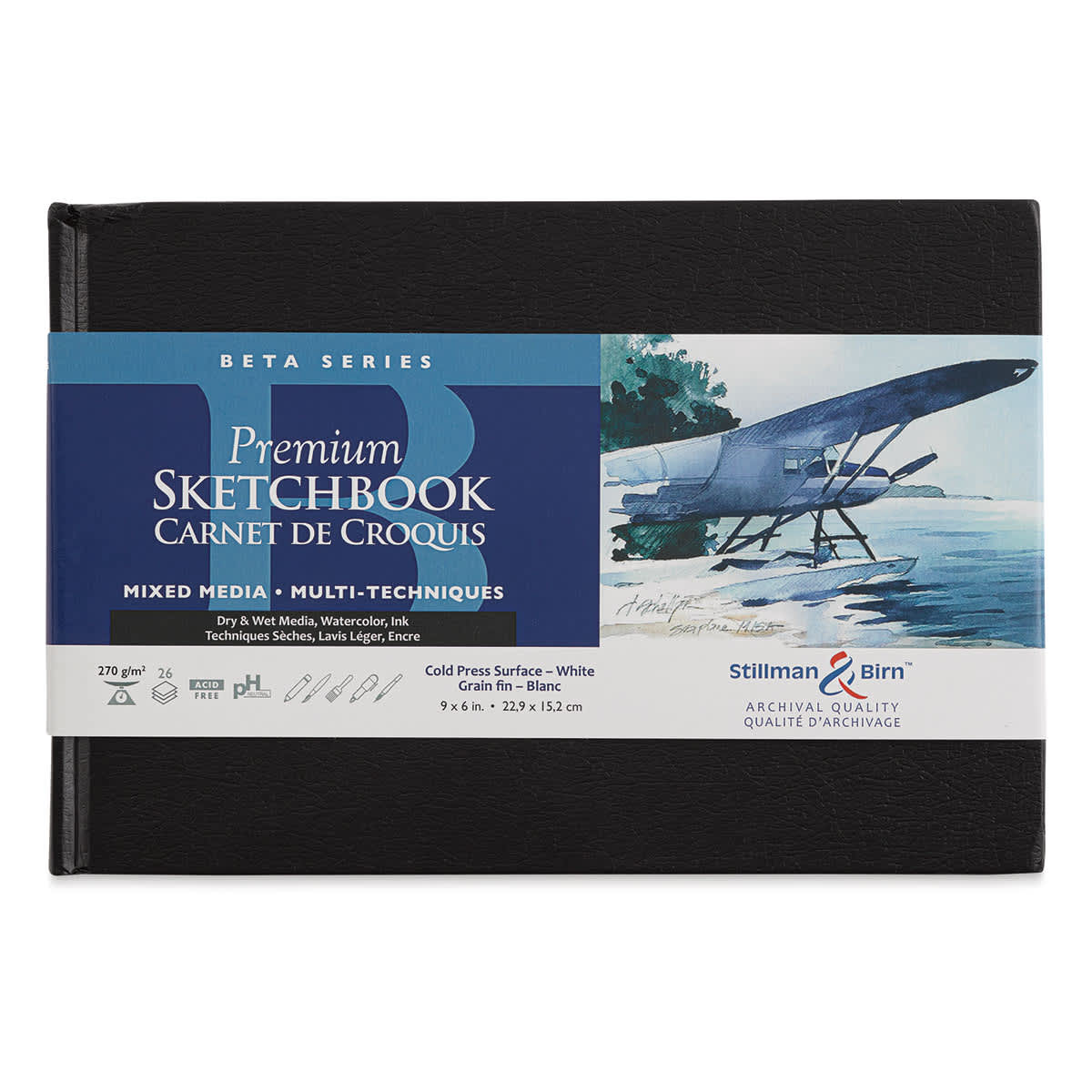 Stillman & Birn Beta Series Hardcover Sketchbooks - Front of 6" x 9" sketchbook showing label Stillman & Birn Beta Series Hardcover Sketchbooks - Front of 6" x 9" sketchbook showing label