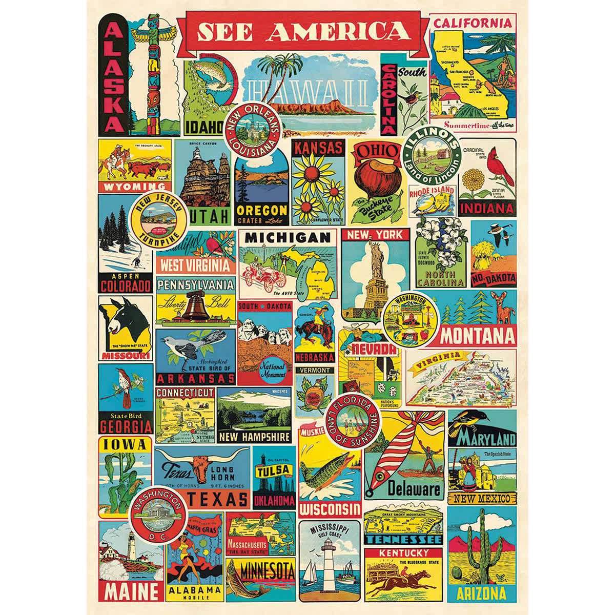 Cavallini See America Gift Wrap