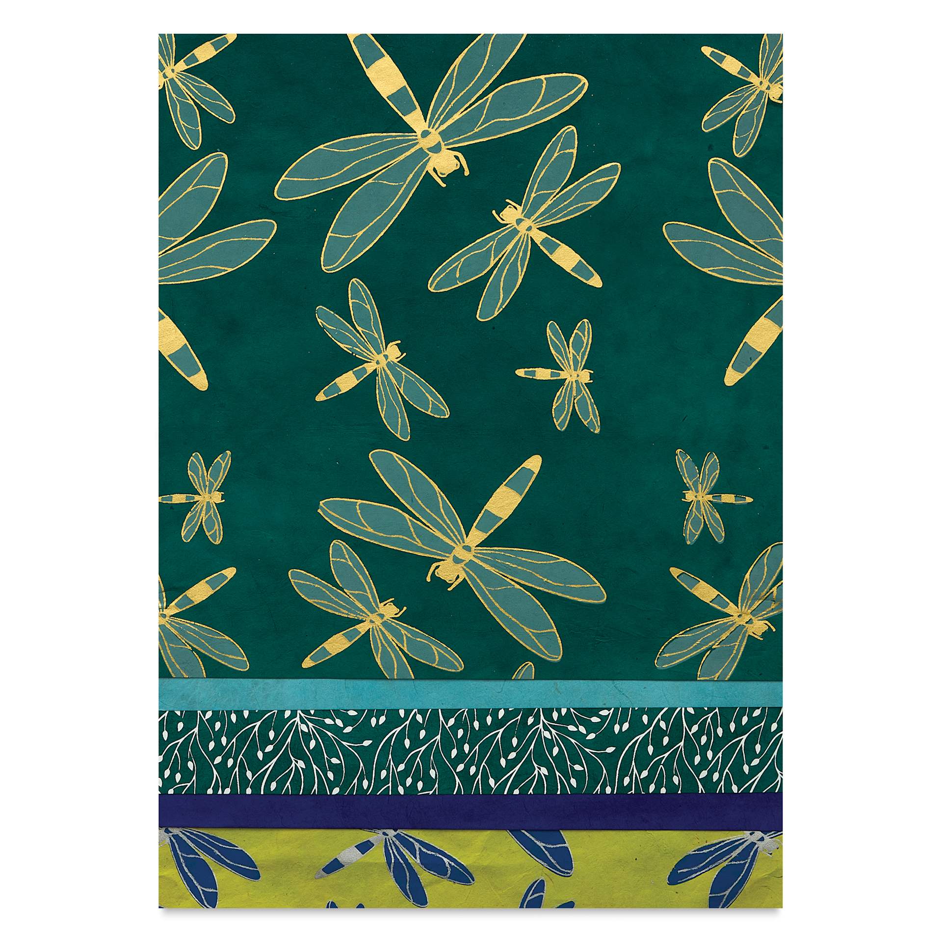 Aitoh Decorative Lokta Paper Pack - Dragonflies, 12" x 12", Pkg of 5