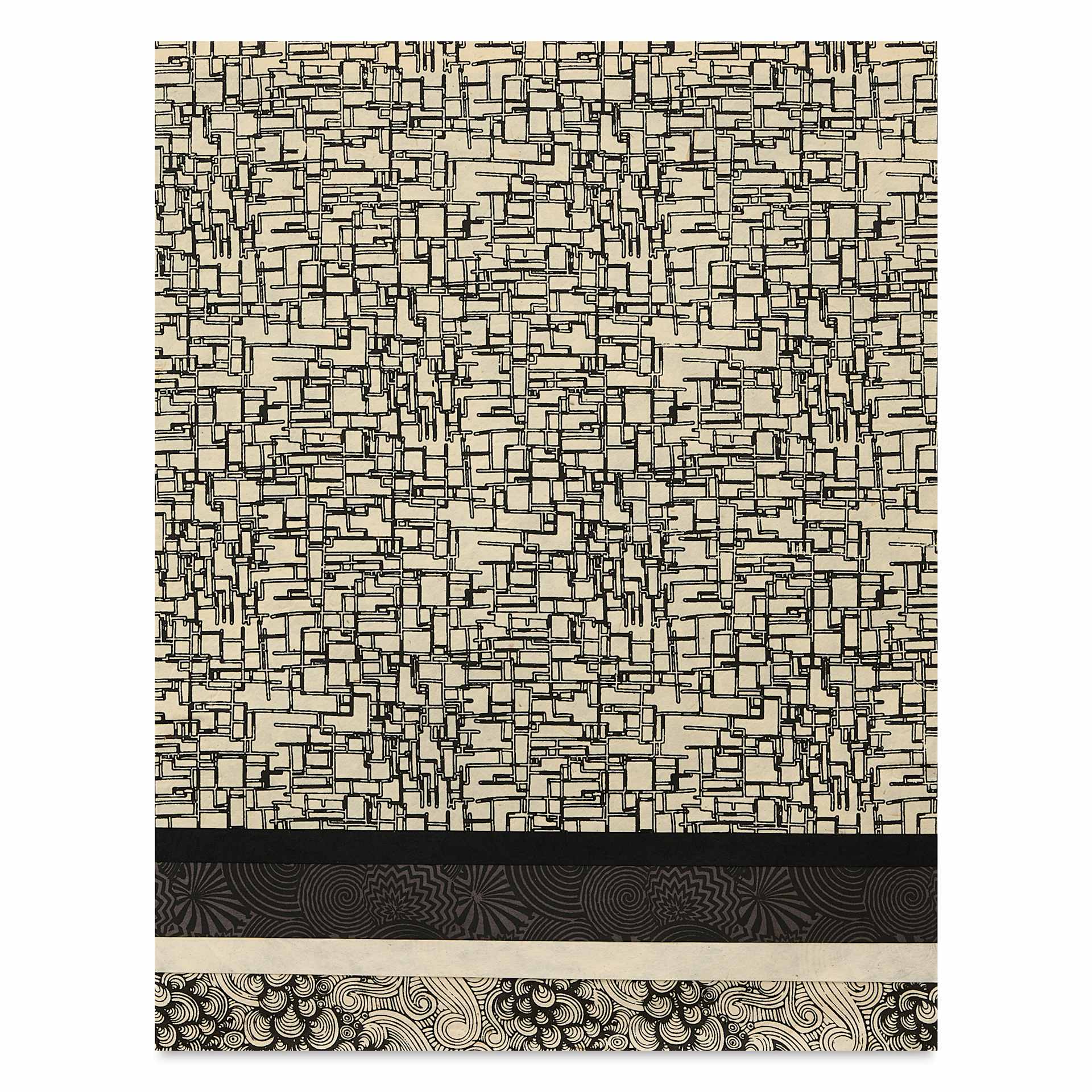 Aitoh Decorative Lokta Paper Pack - Black and White, 12" x 12", Pkg of 5