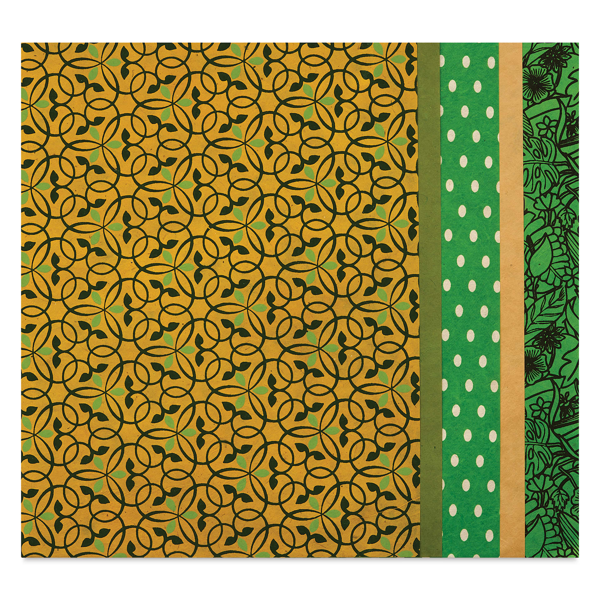 Aitoh Decorative Lokta Paper Pack - Greens, 8-1/2" x 11", Pkg of 5