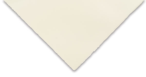 Somerset Printmaking Sheet, closeup of corner of Soft White, Satin, to show color and texture