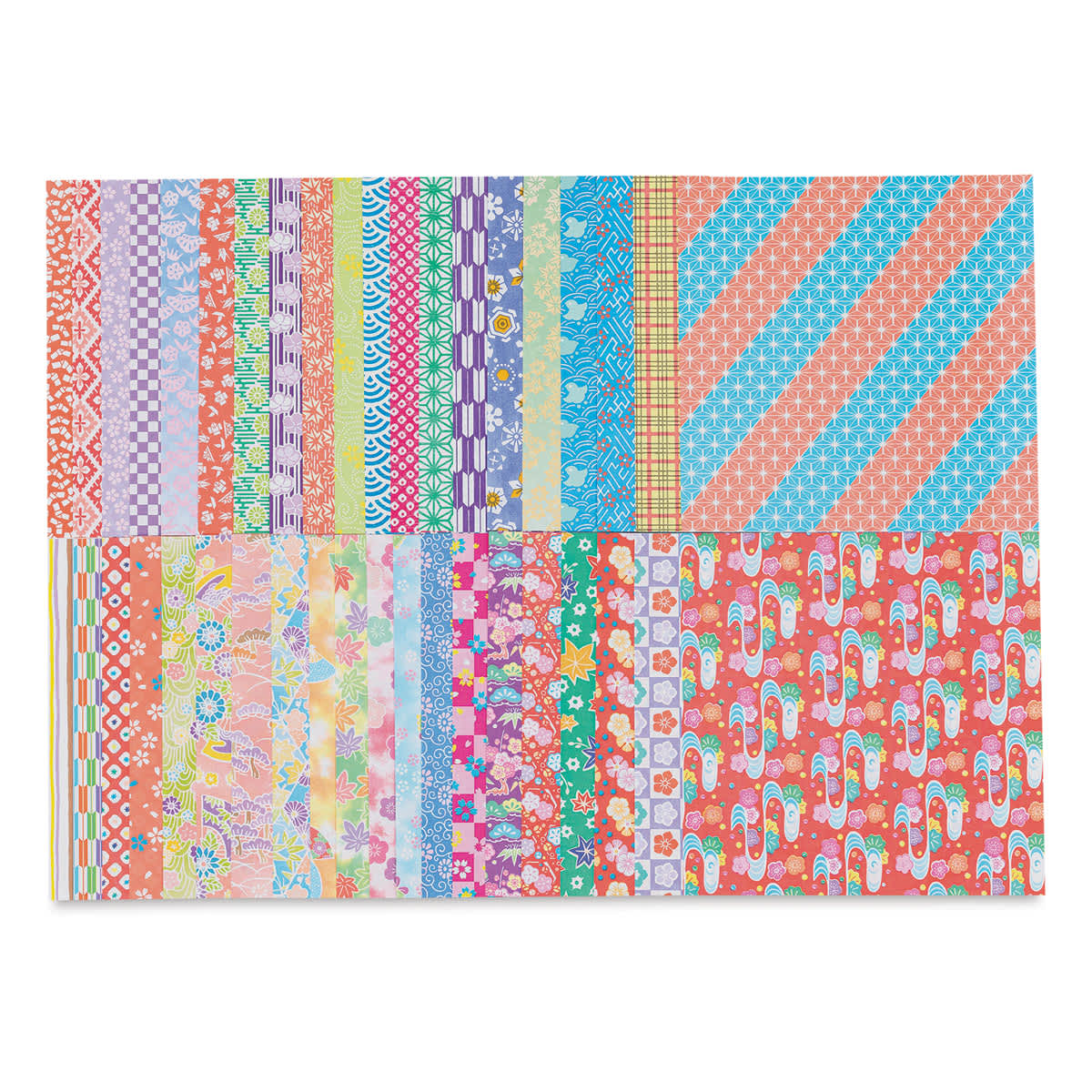 Aitoh Chiyogami Paper Pack - Sheets from Package of 40 spread in two overlapping rows