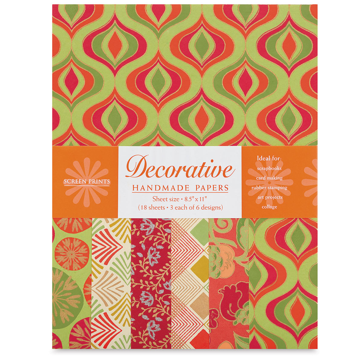 Decorative Paper Screen Print Assortment Packs - Orange and Yellow shown