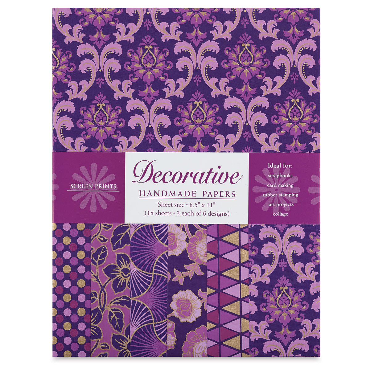 Decorative Paper Screen Print Assortment Packs - Purple and Violet shown