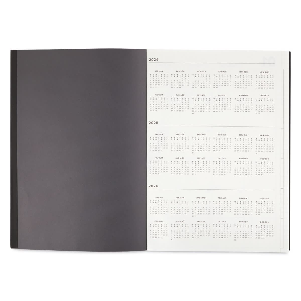 Gry Mattr 2025 Planner - Jet Black, 2024-2026 calendar page