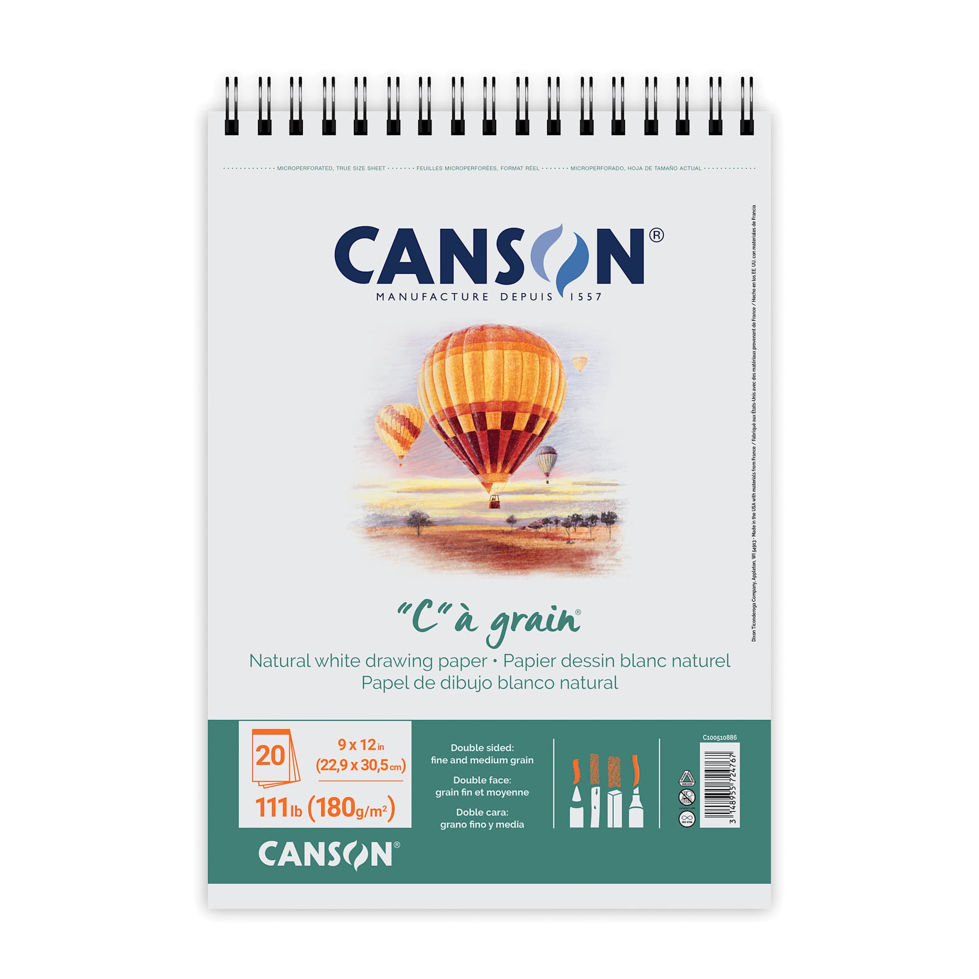 Canson C' a Grain Drawing Pad - 9" x 12", front cover Canson C' a Grain Drawing Pad - 9" x 12", front cover