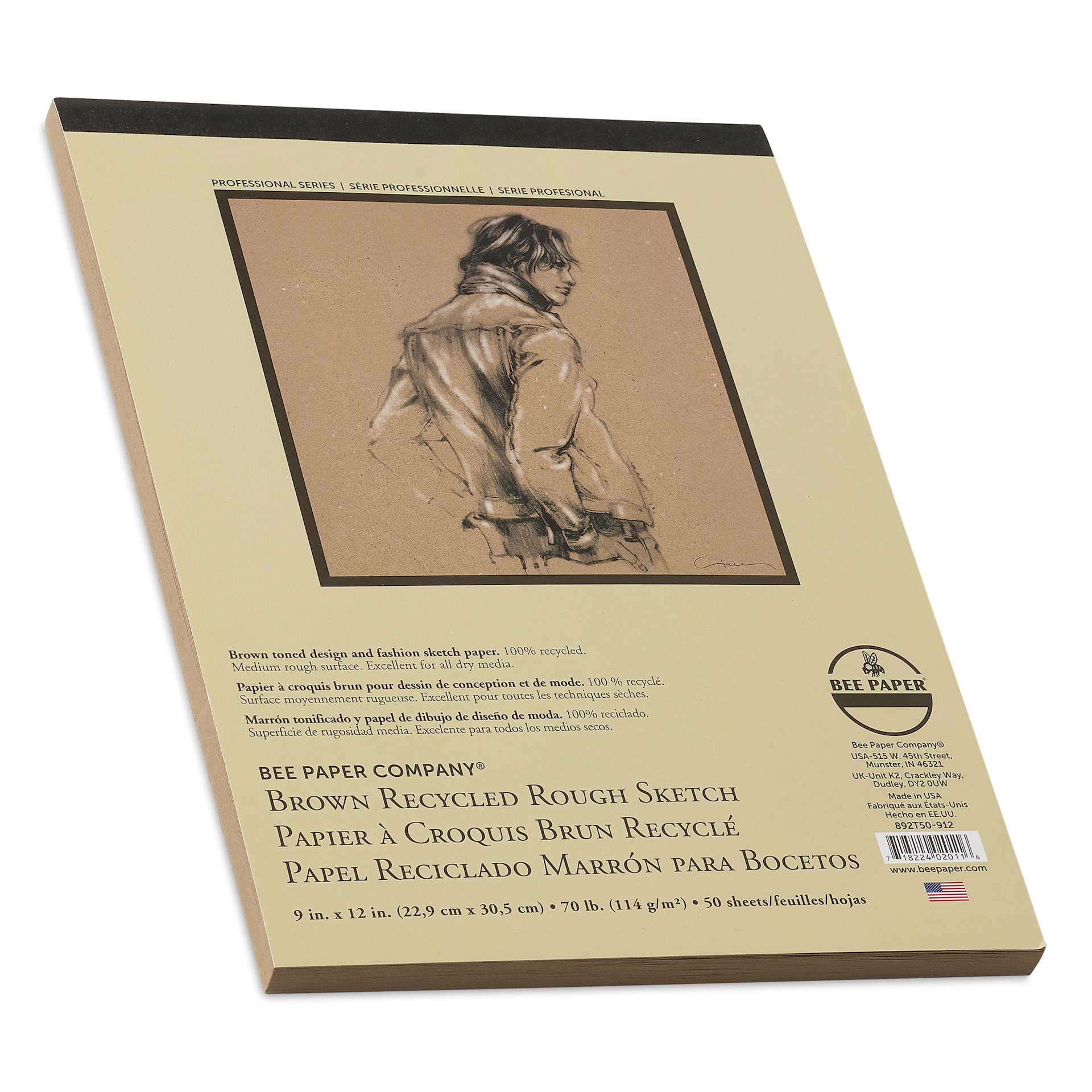 Bee Paper Brown Recycled Rough Sketch Pad - 9" x 12"