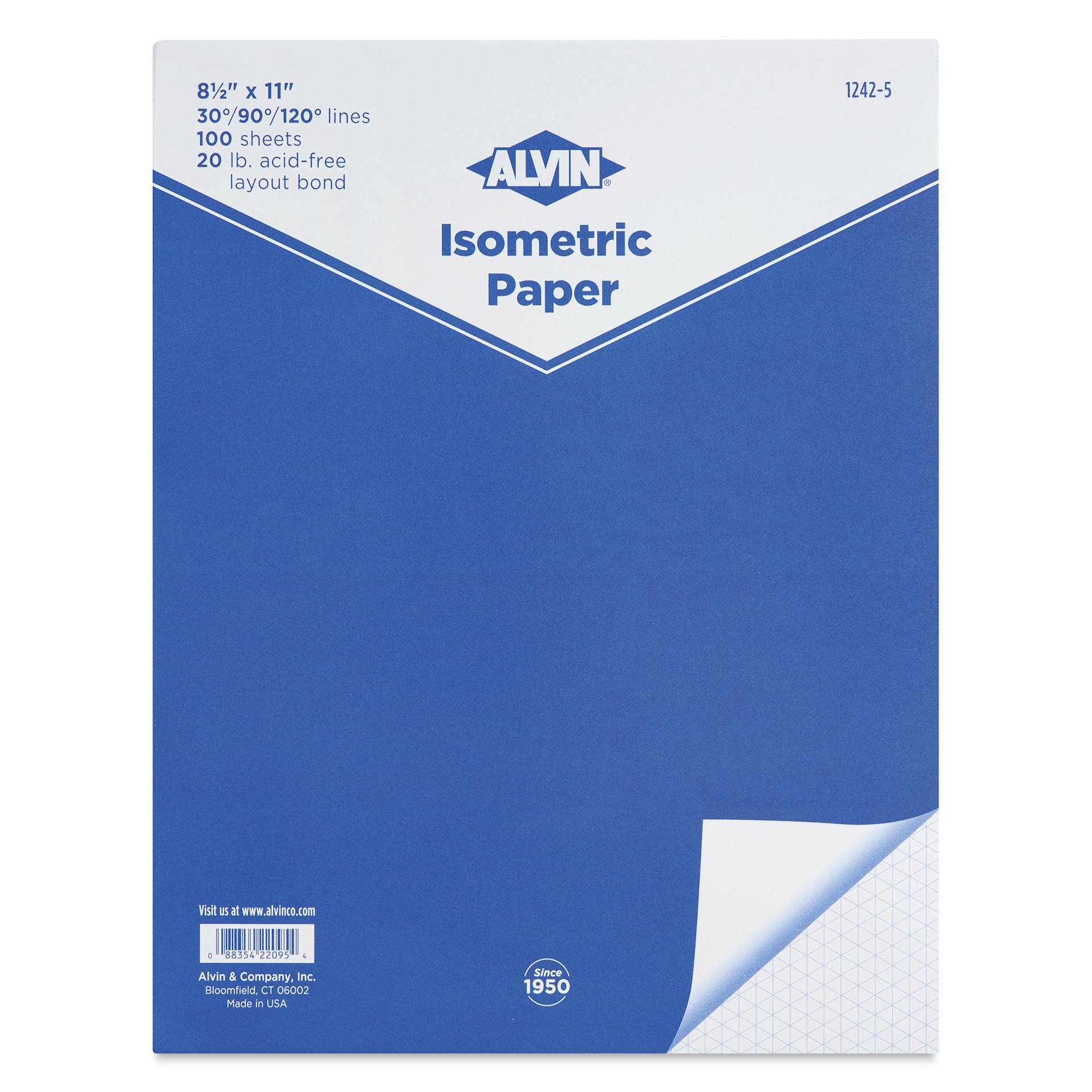 Alvin Isometric Paper Pad - 8-1/2" x 11", 100 Sheets, pad cover